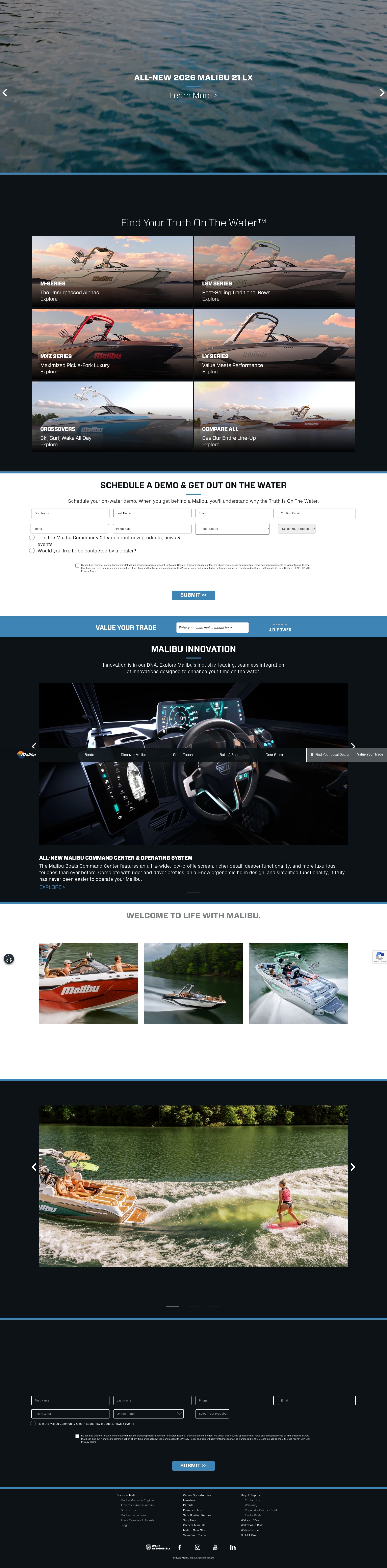 Screenshot of www.malibuboats.com