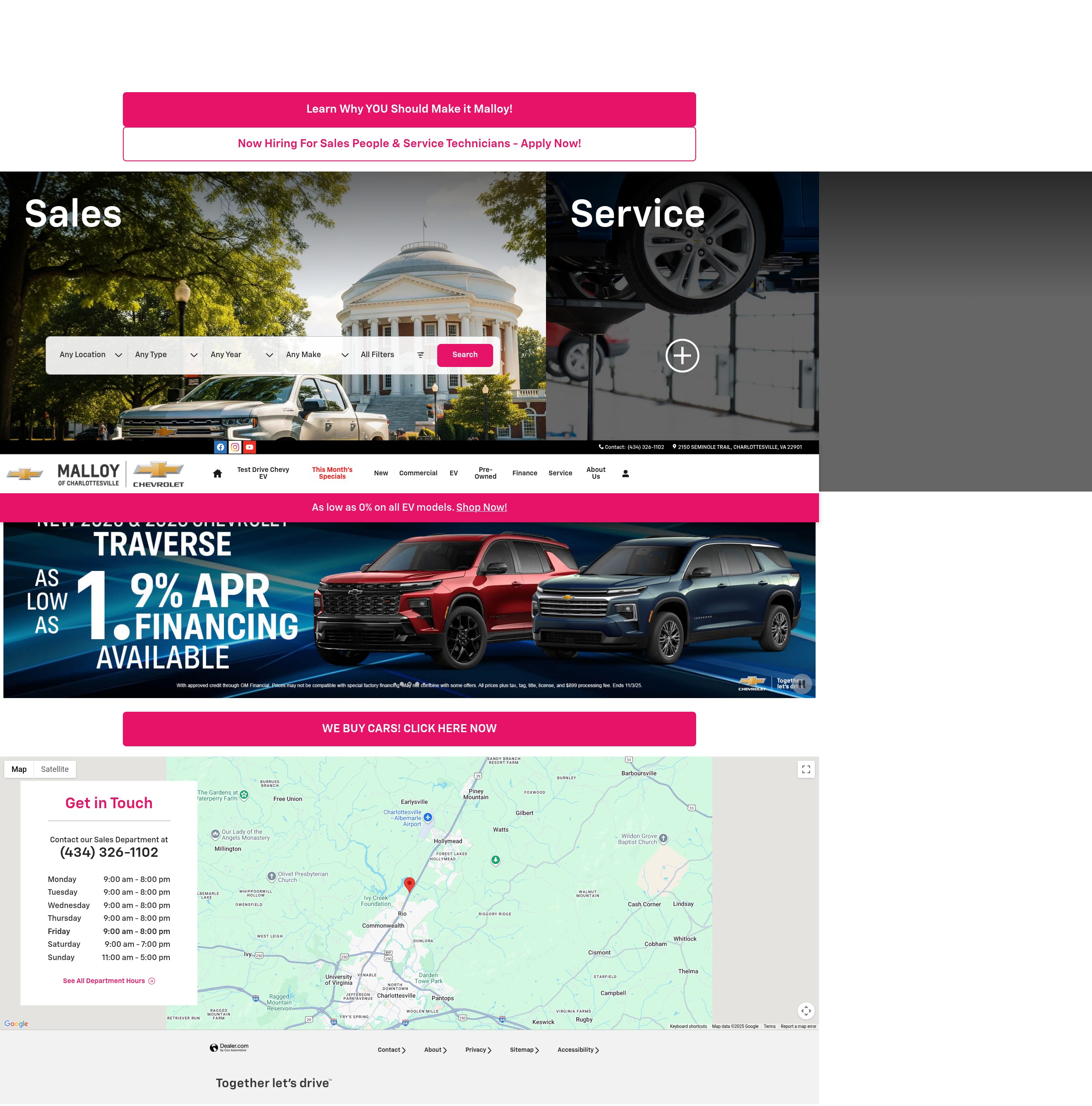 Screenshot of www.malloychevycharlottesville.com