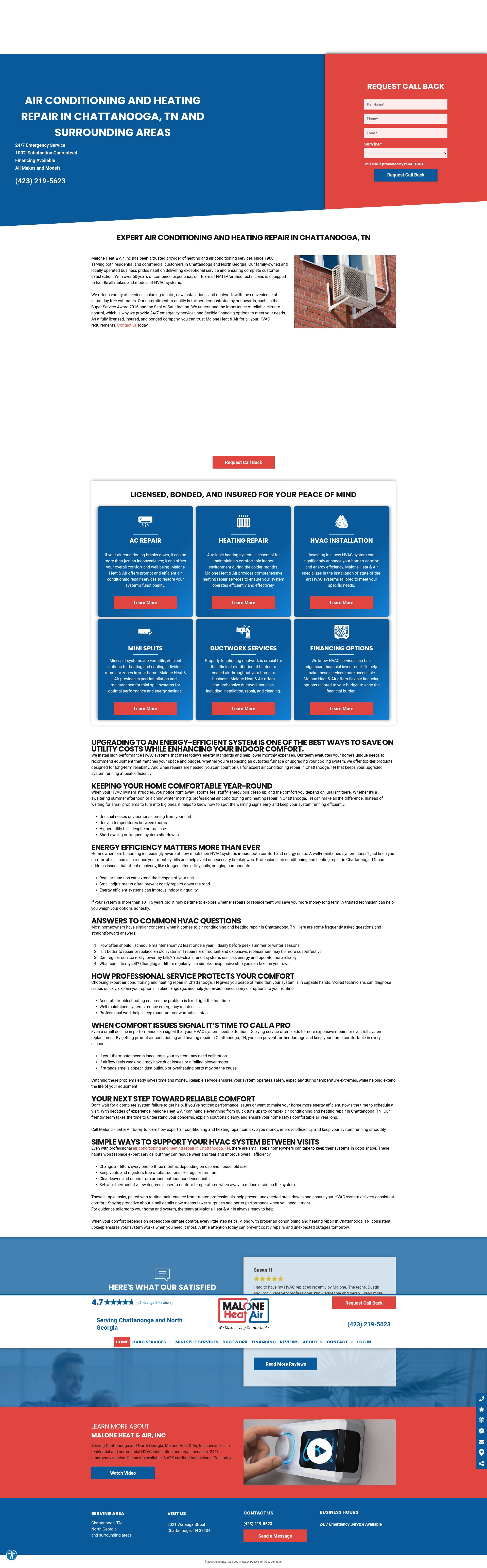 Screenshot of www.maloneheatandair.com