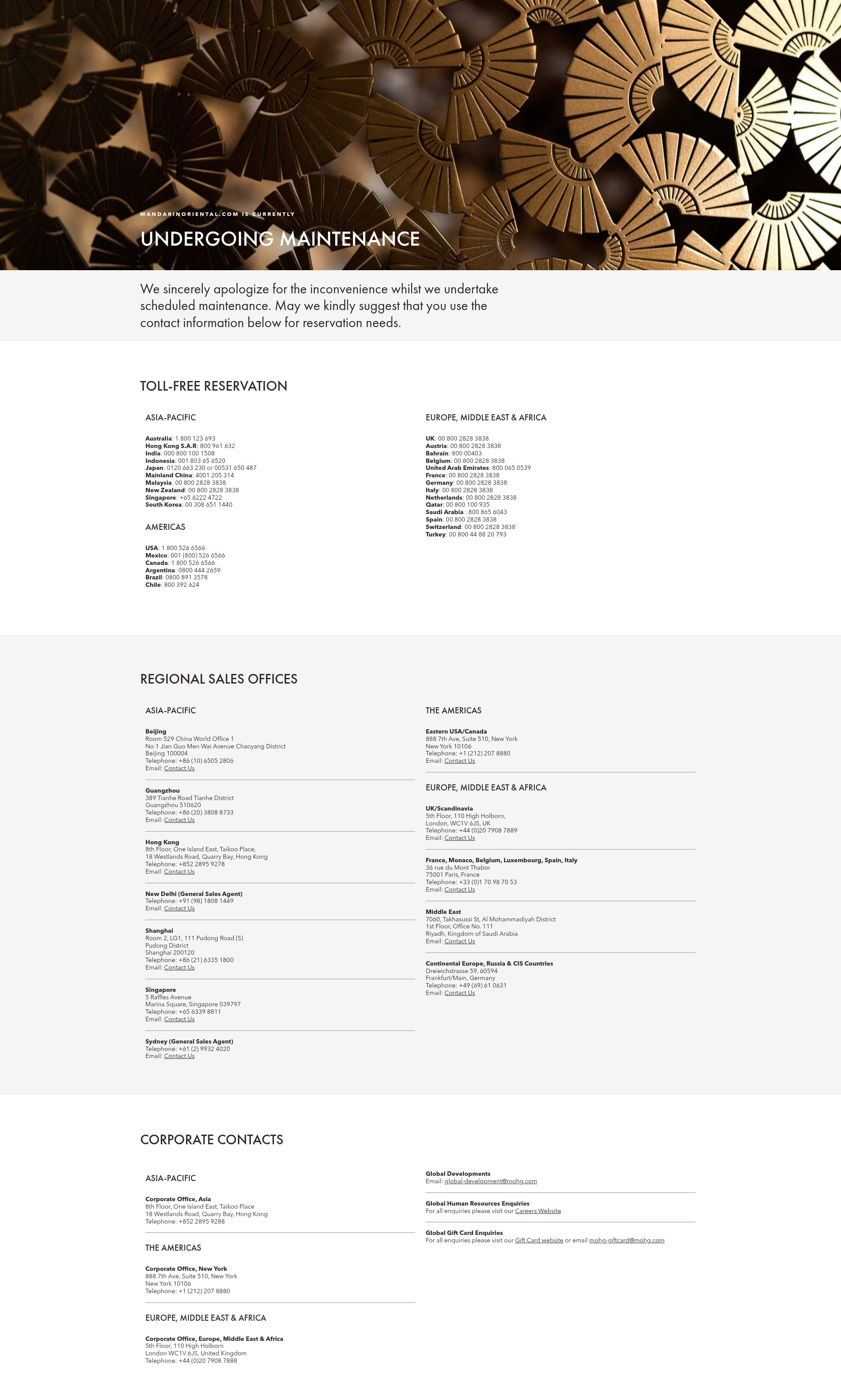 Screenshot of www.mandarinoriental.com