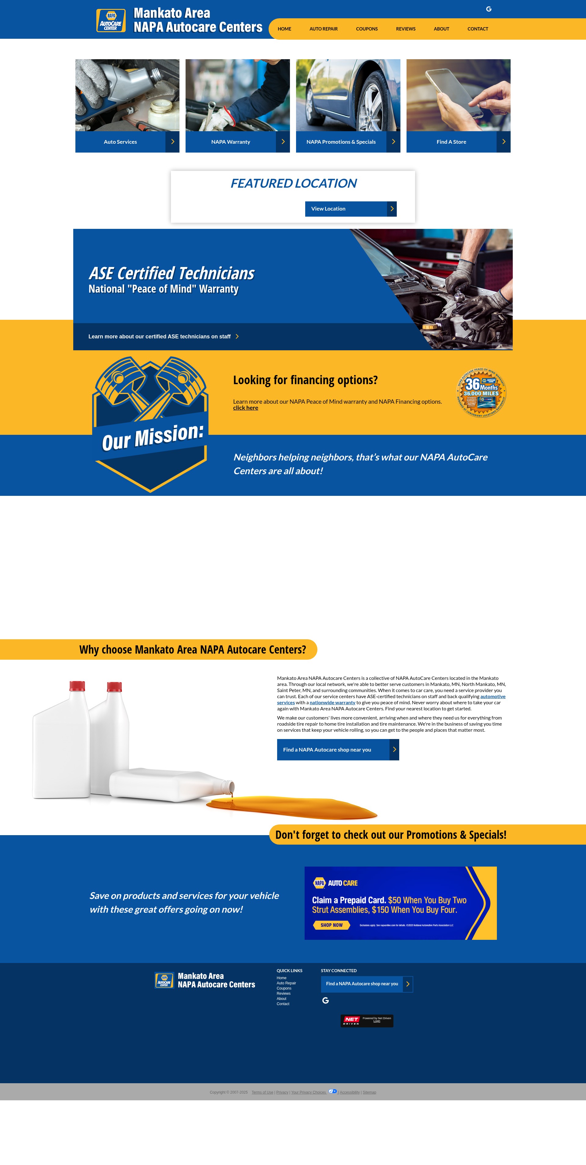 Screenshot of www.mankatoautocare.com