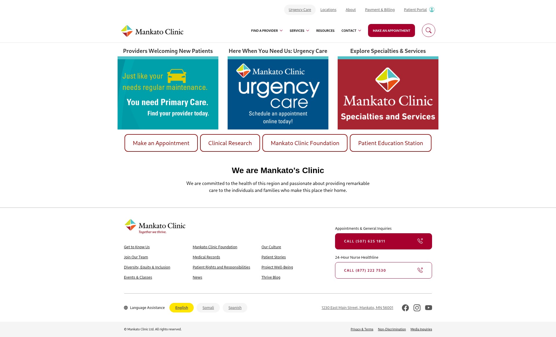Screenshot of www.mankatoclinic.com