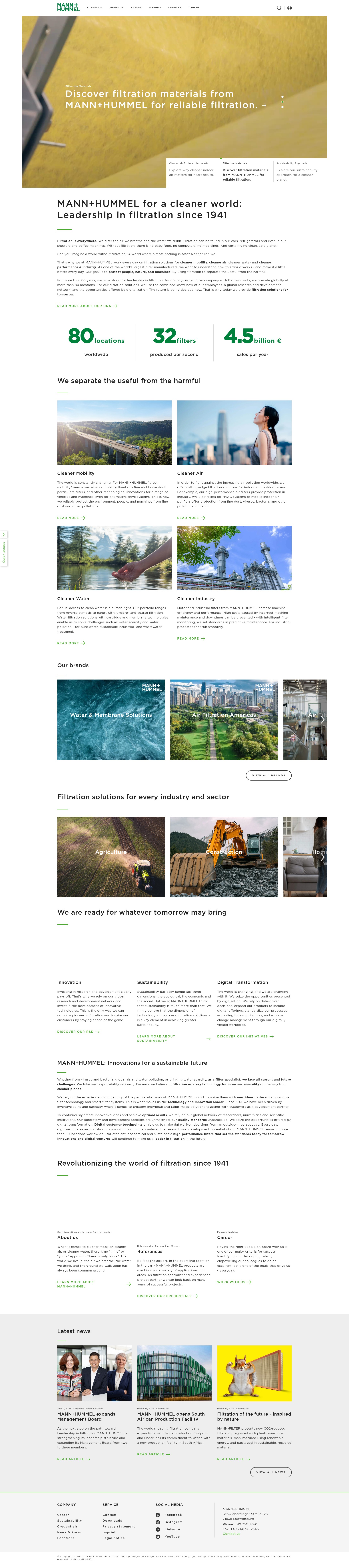 Screenshot of www.mann-hummel.com