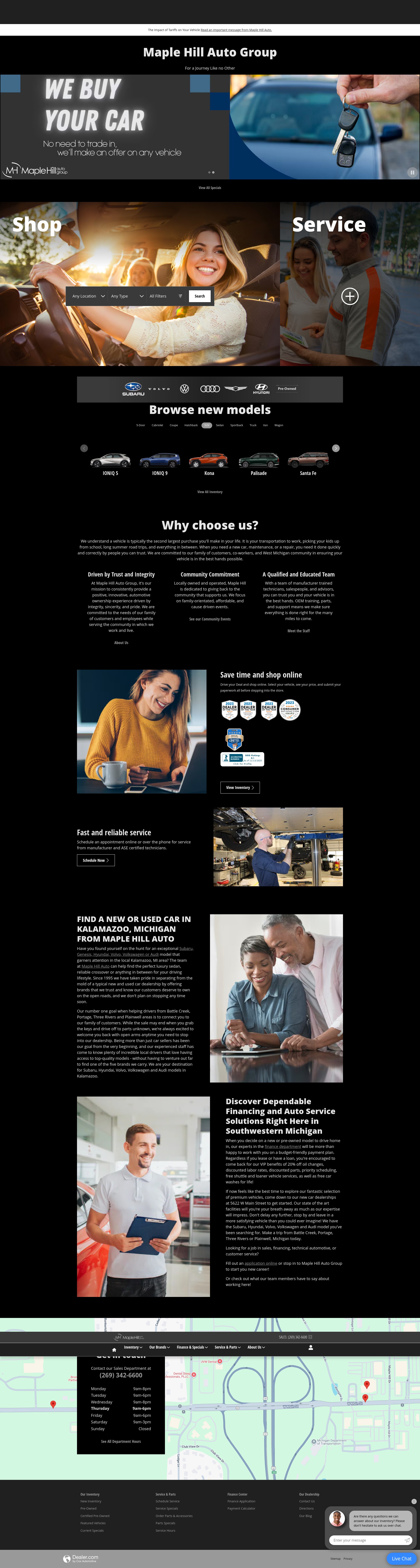 Screenshot of www.maplehillauto.com