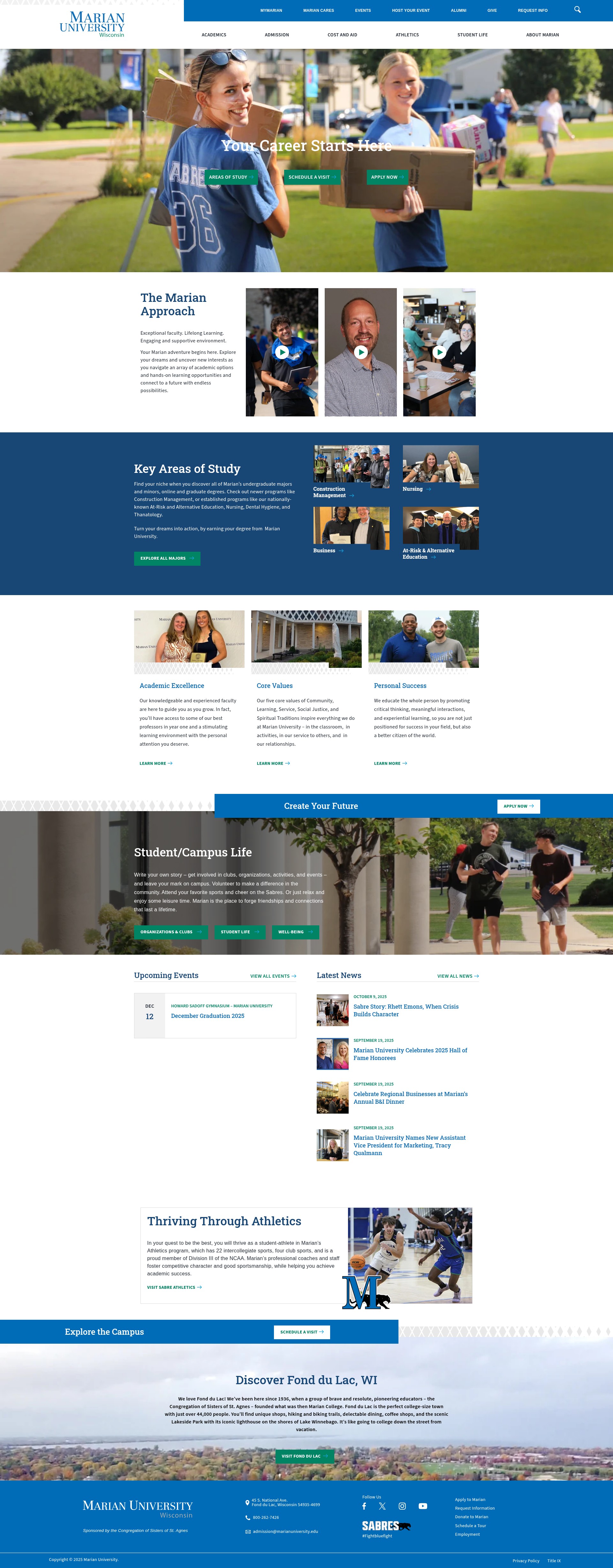Screenshot of www.marianuniversity.edu