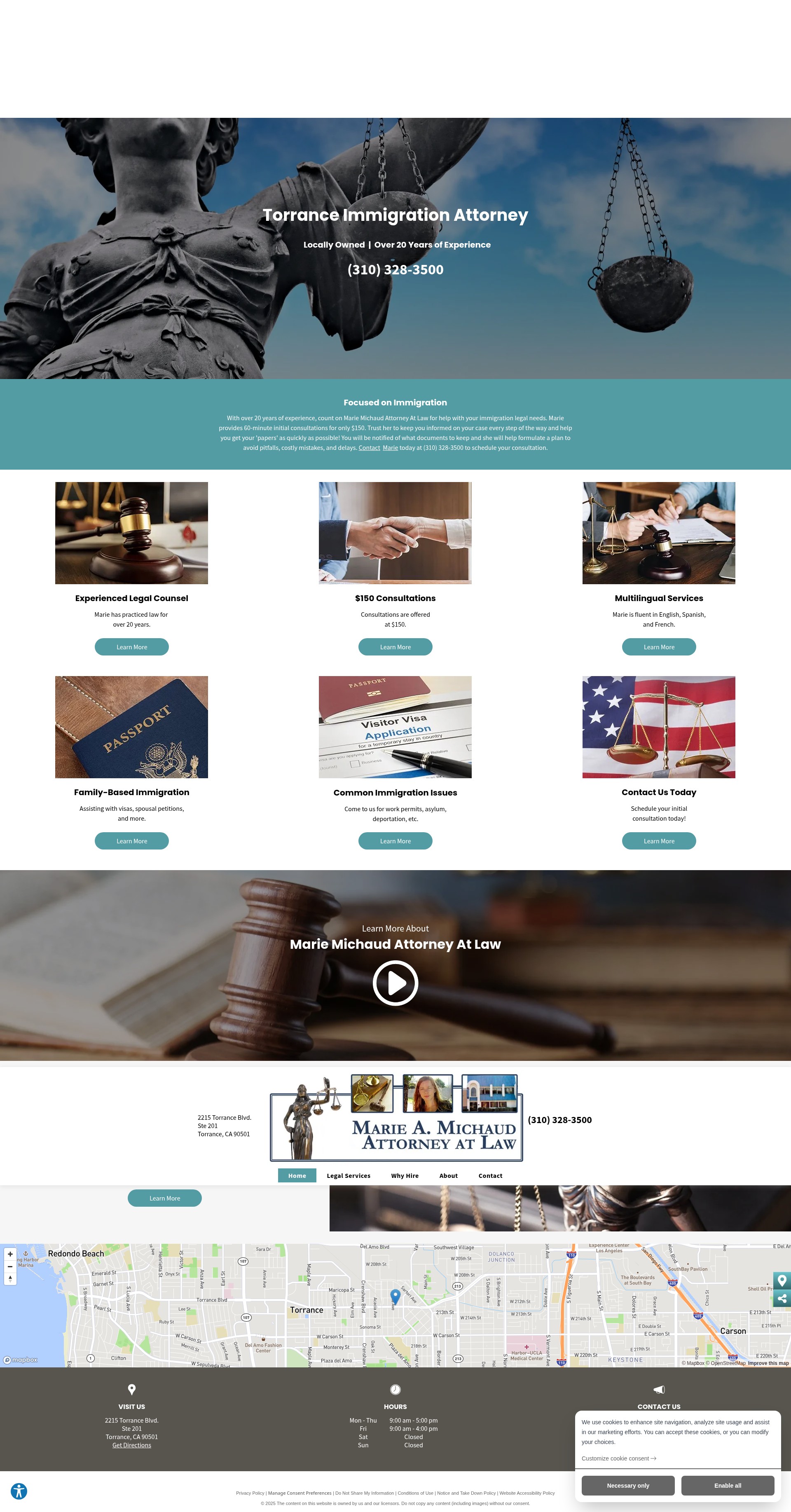 Screenshot of www.mariemichaudimmigrationlaw.com