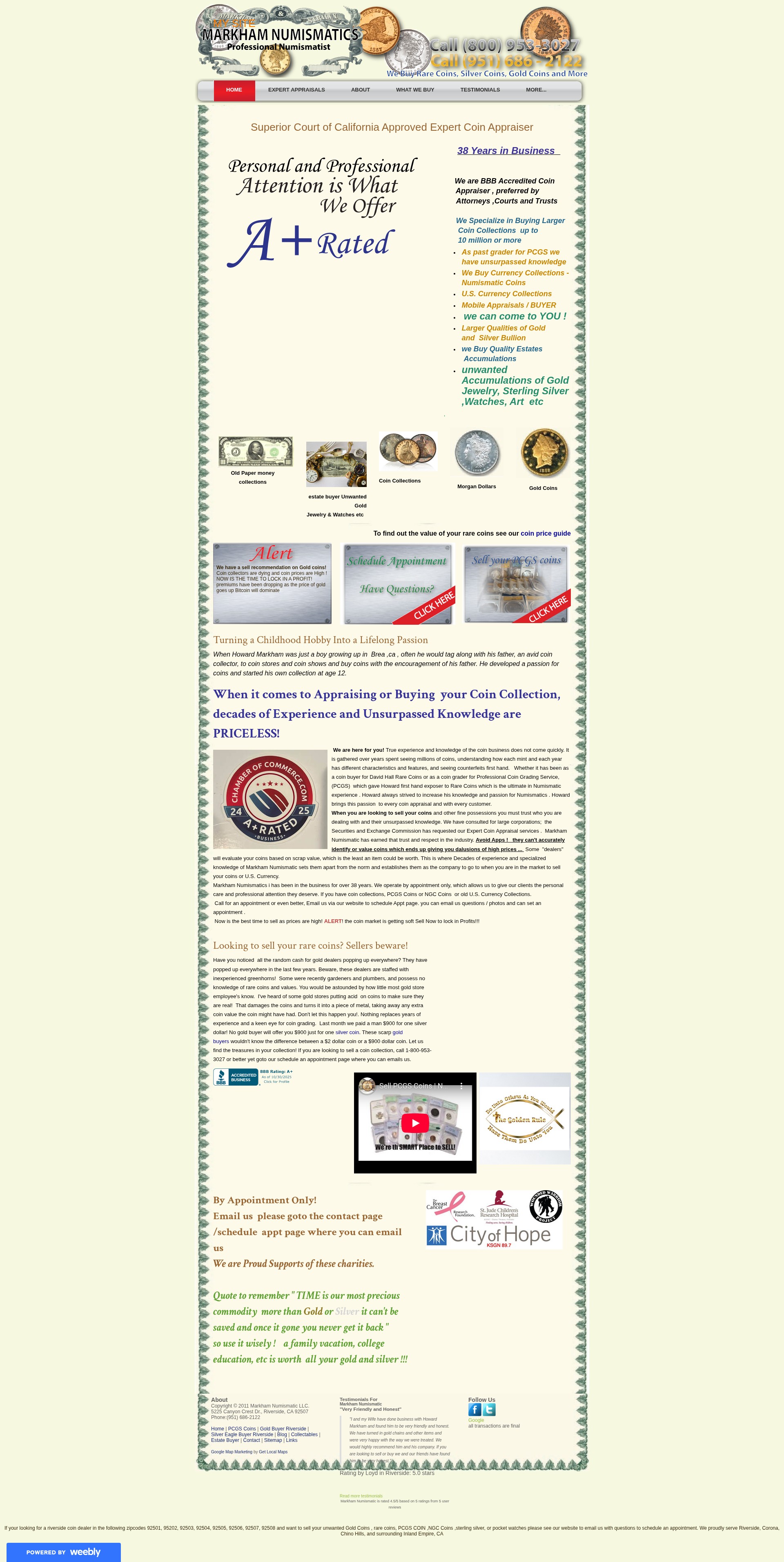 Screenshot of www.markhamnumismatics.com