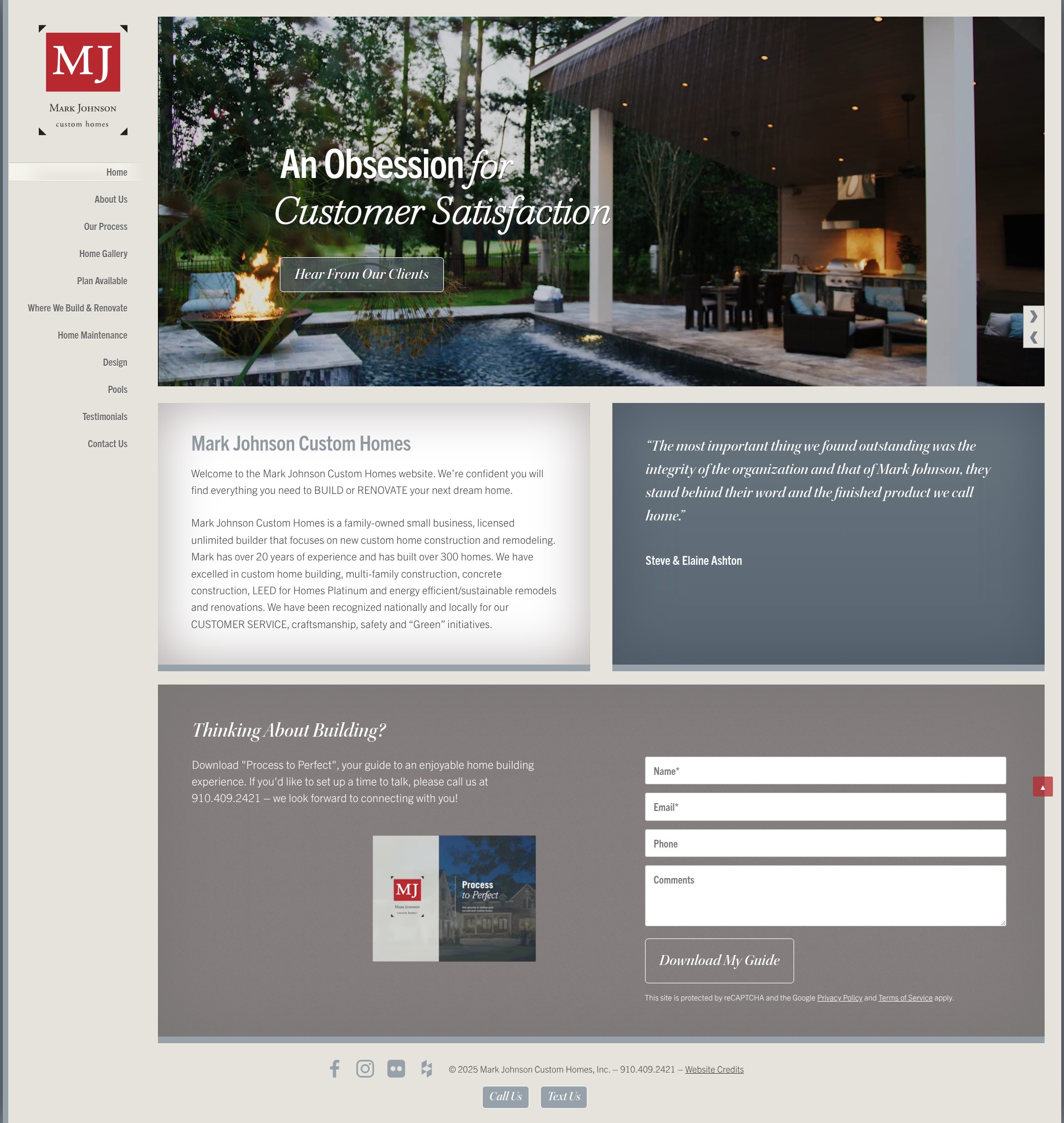 Screenshot of www.markjohnsoncustomhomes.com