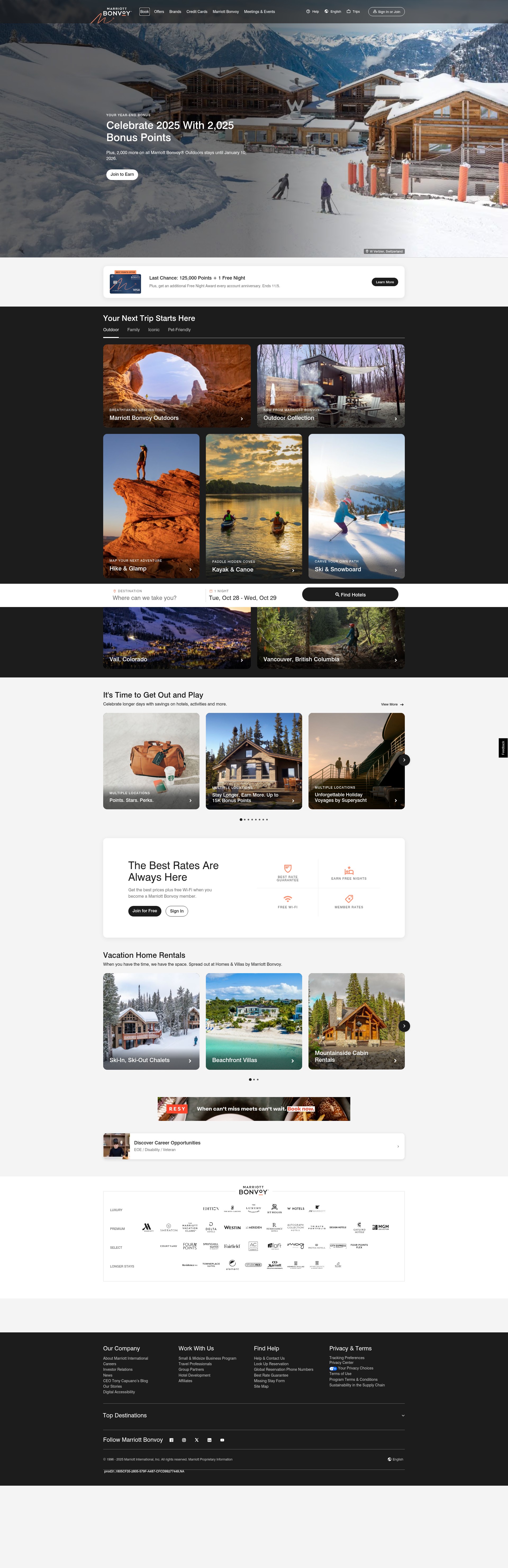 Screenshot of www.marriott.com