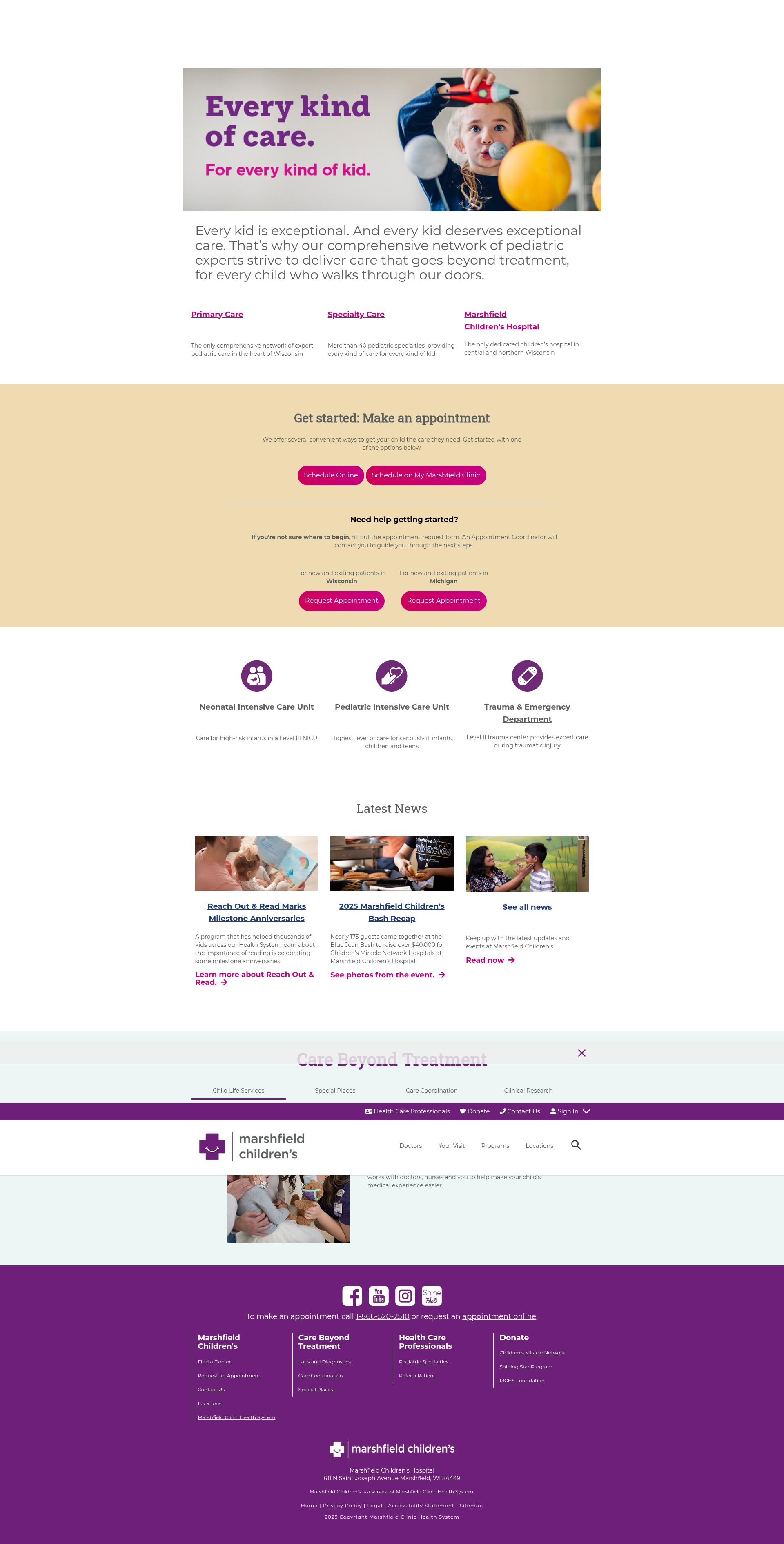 Screenshot of www.marshfieldchildrens.org