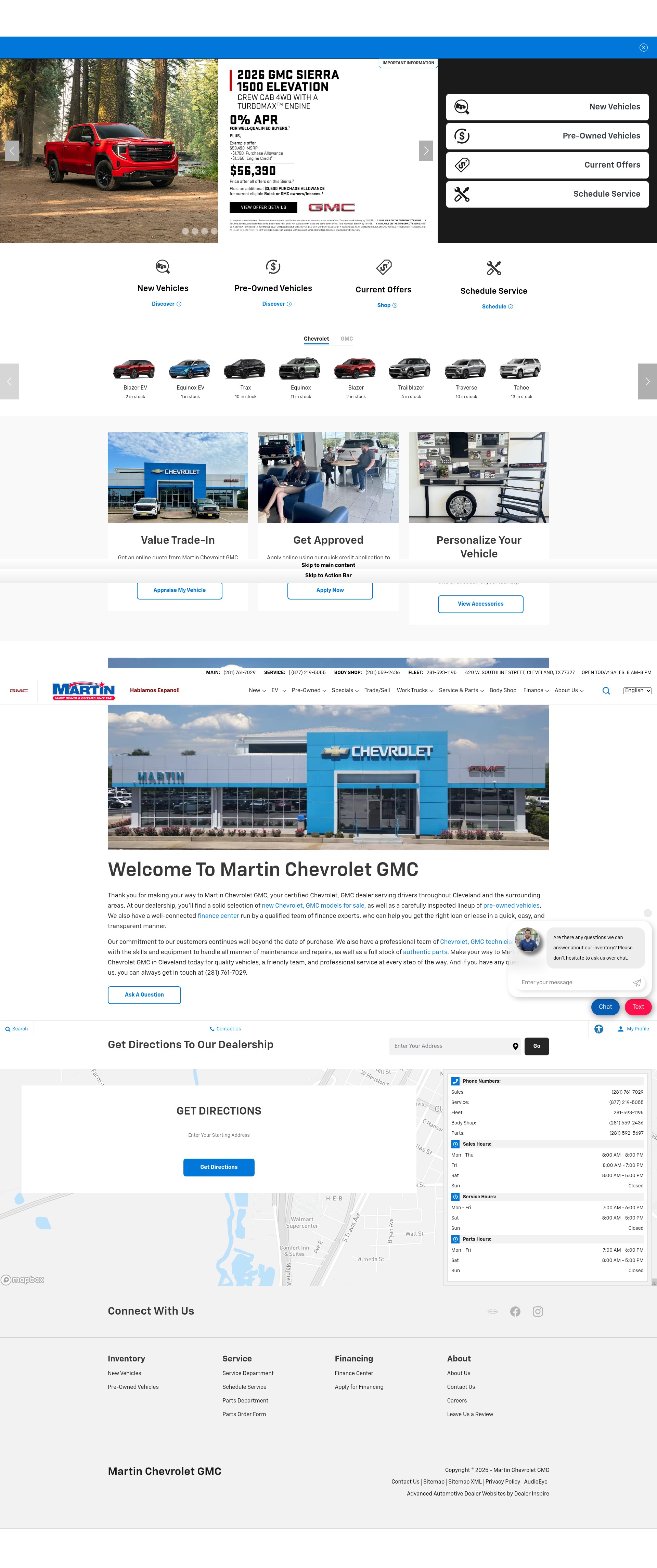 Screenshot of www.martinchevroletgmc.com