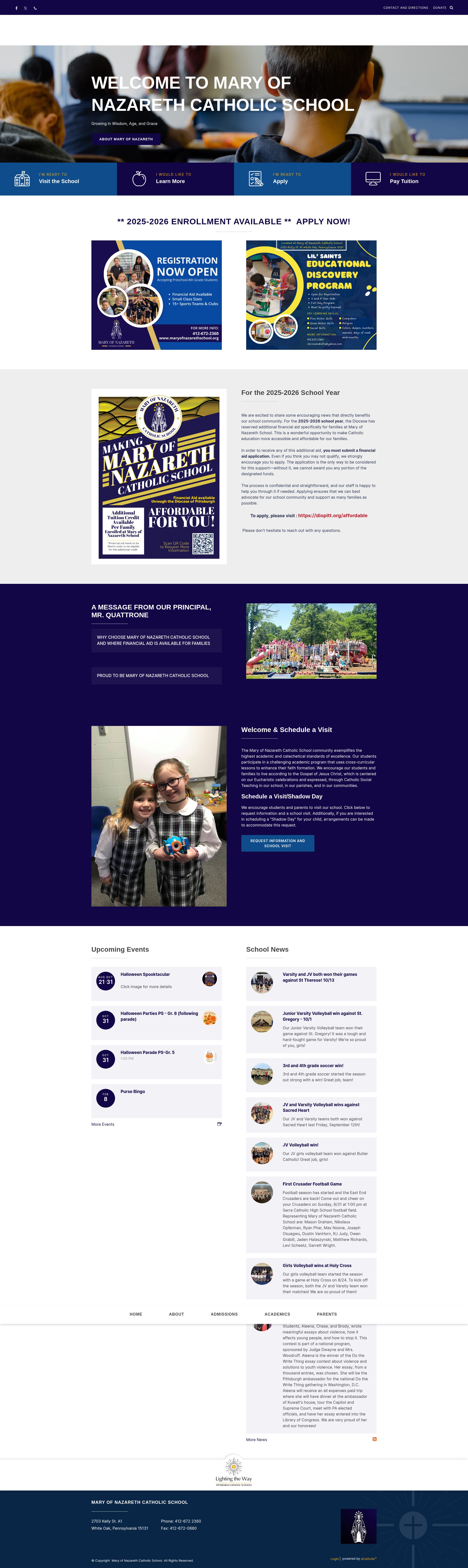 Screenshot of www.maryofnazarethschool.org