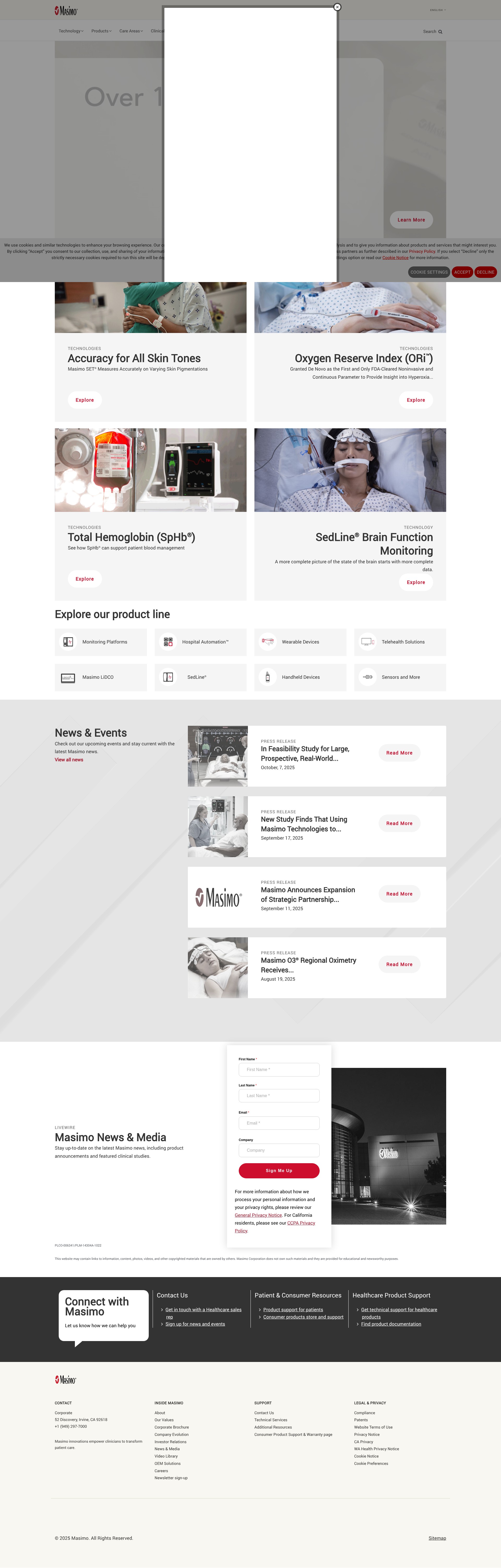 Screenshot of www.masimo.com