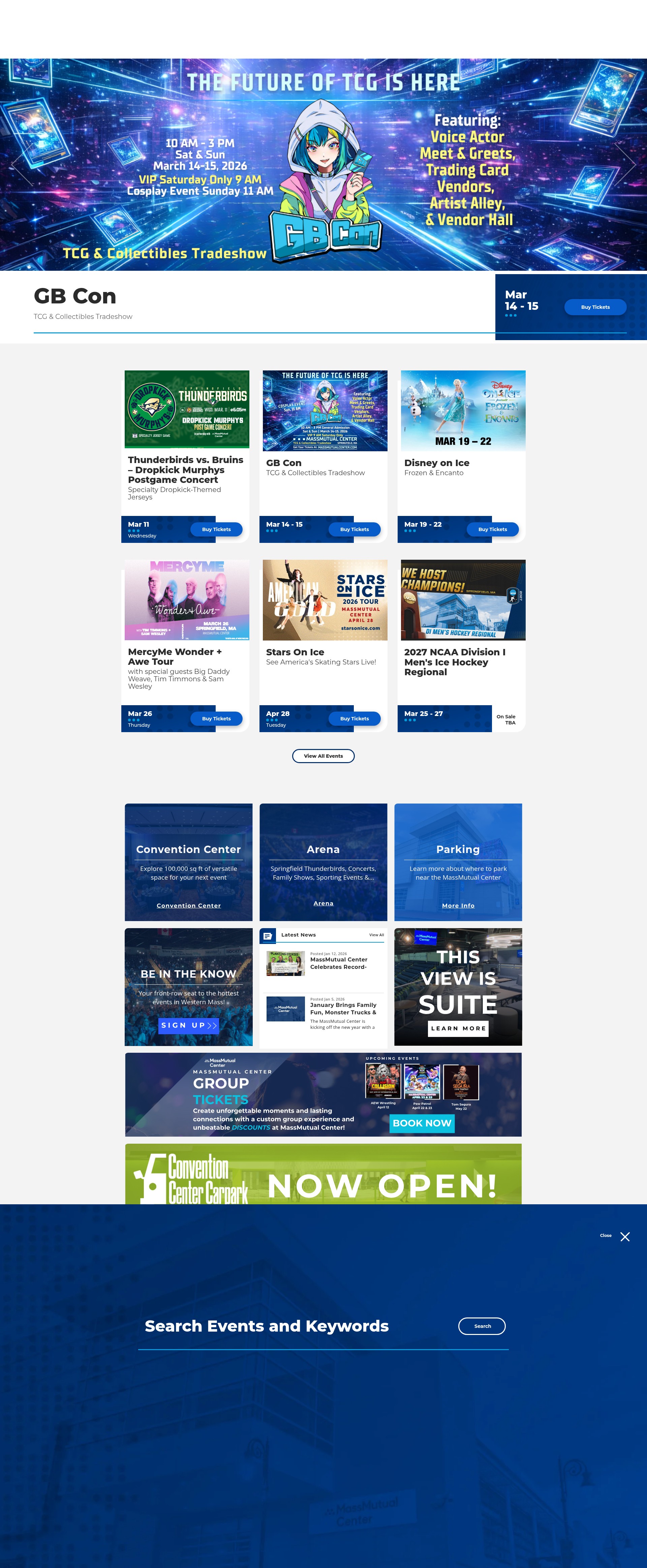 Screenshot of www.massmutualcenter.com