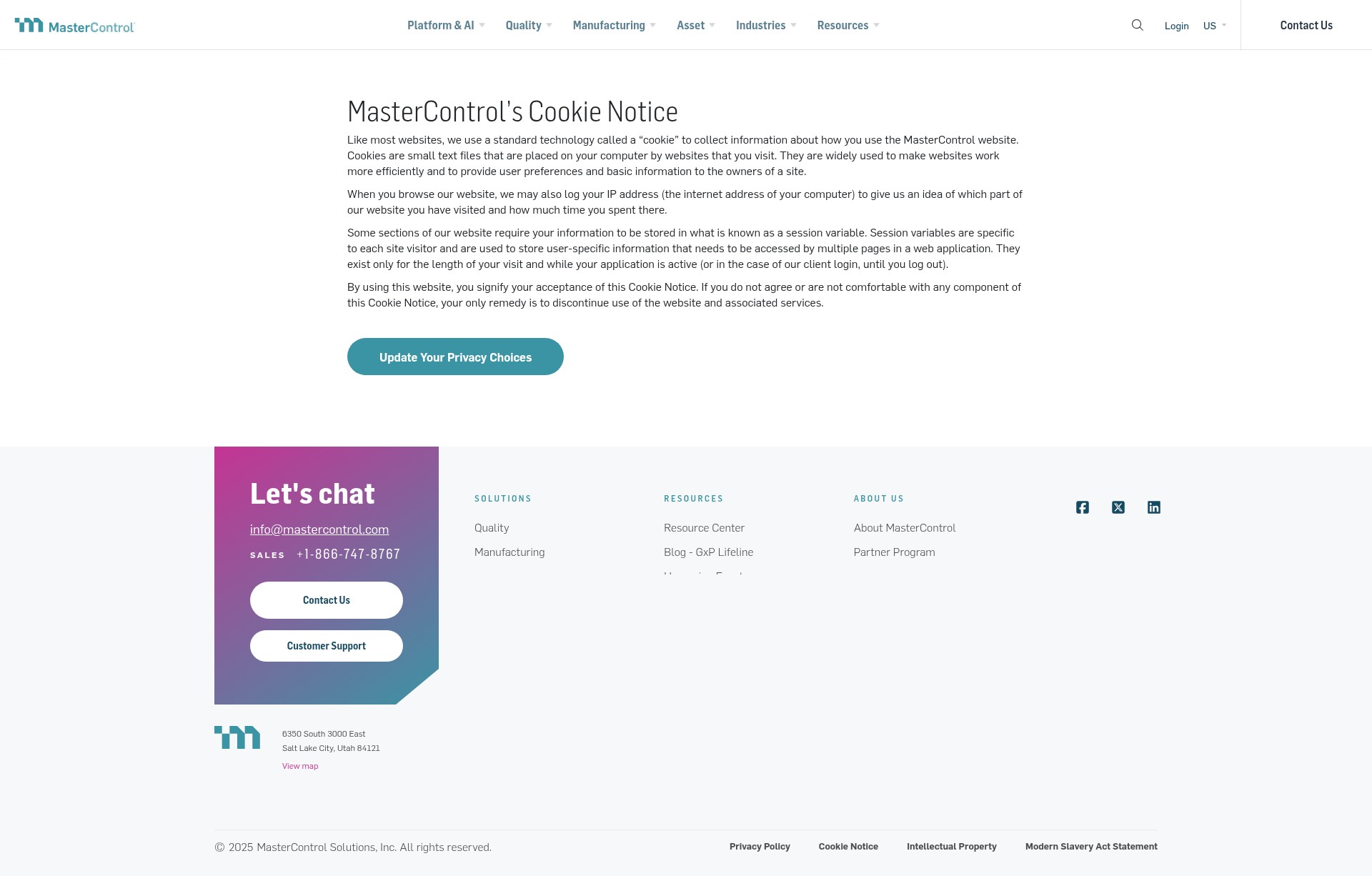 Screenshot of www.mastercontrol.com