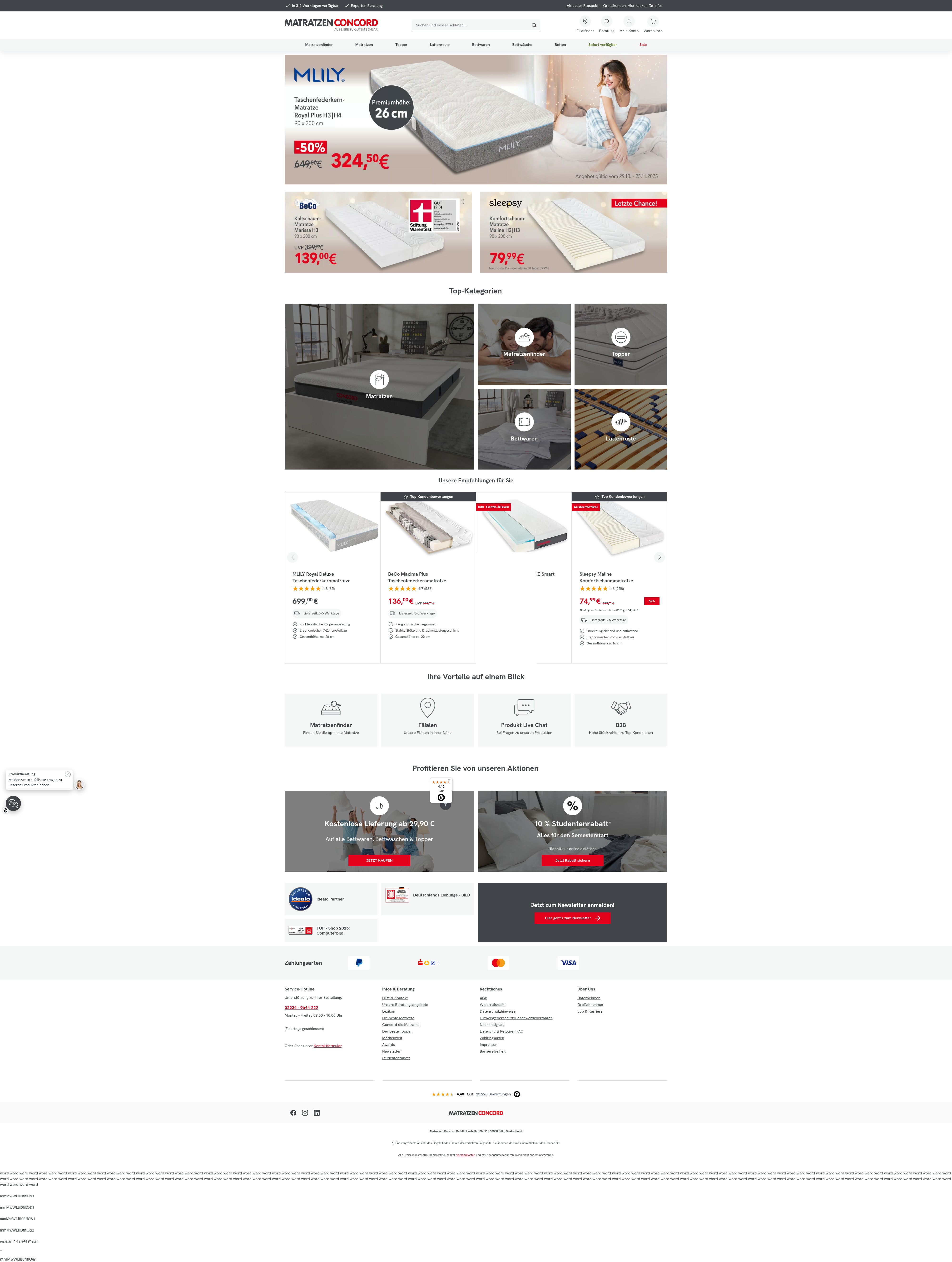 Screenshot of www.matratzen-concord.de