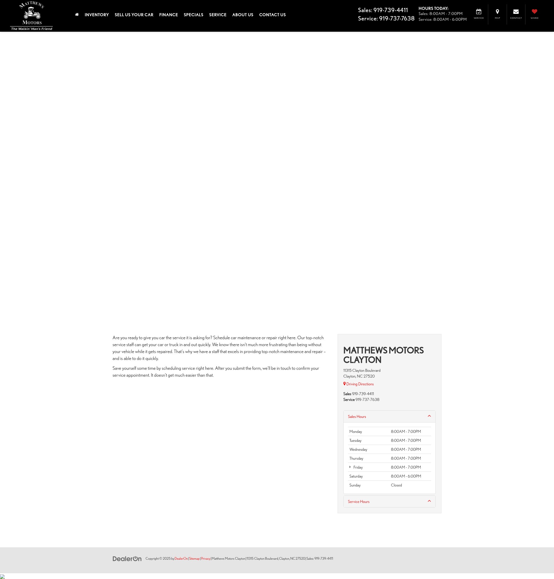 Screenshot of www.matthewsmotorsclayton.com