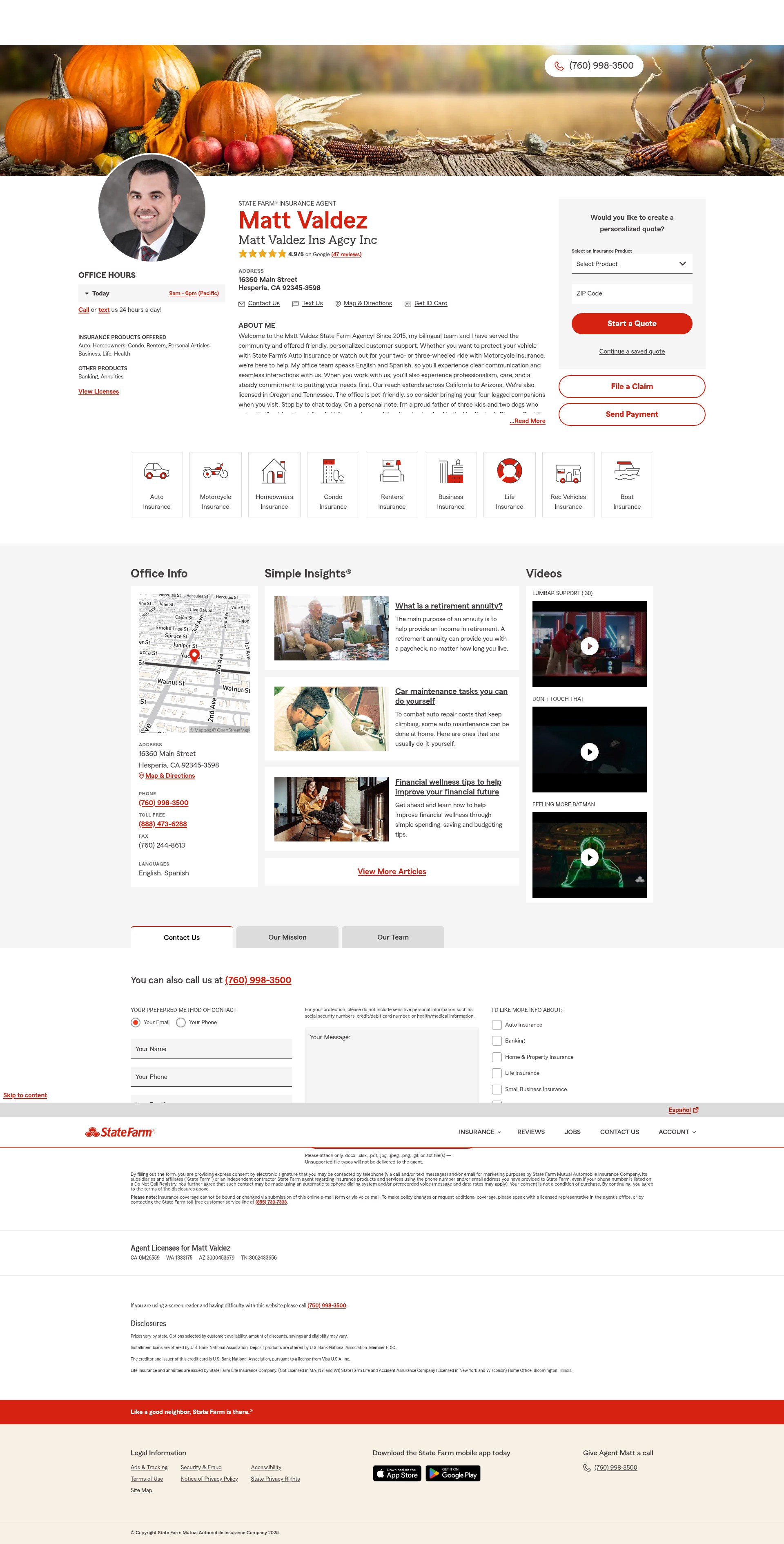 Screenshot of www.mattinsures.com