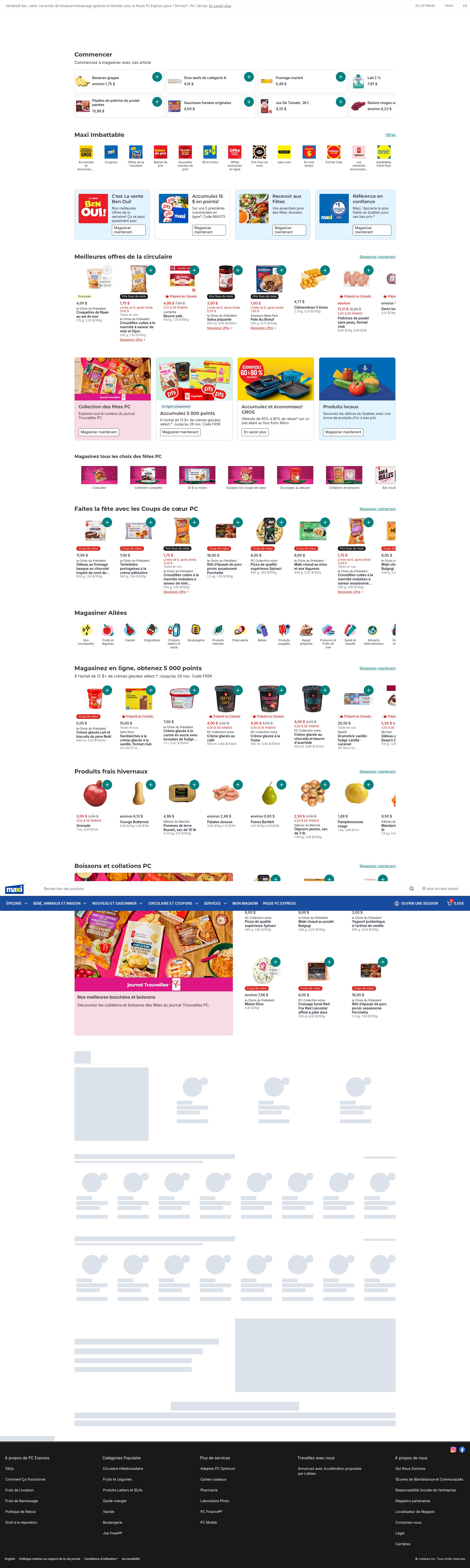 Screenshot of www.maxi.ca