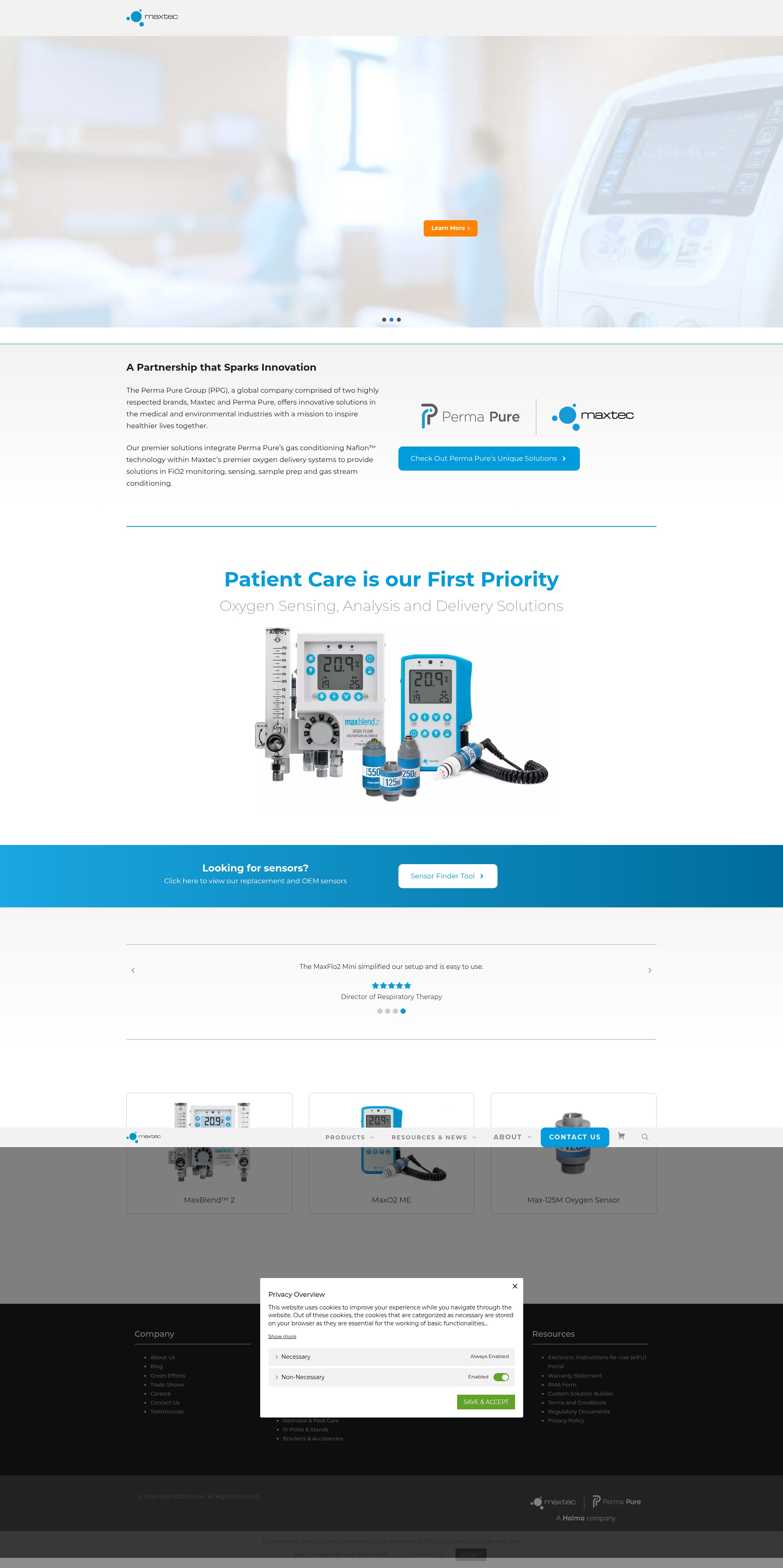 Screenshot of www.maxtec.com