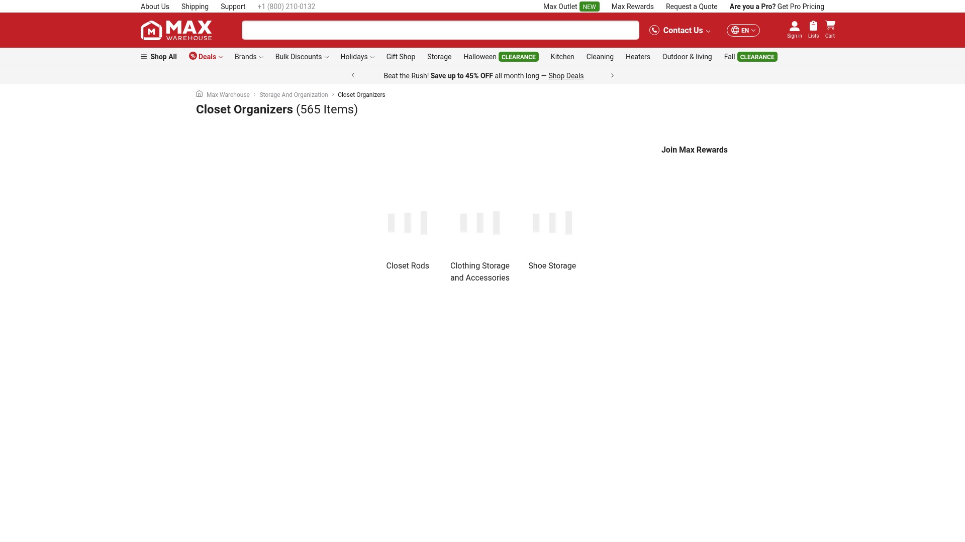 Screenshot of www.maxwarehouse.com
