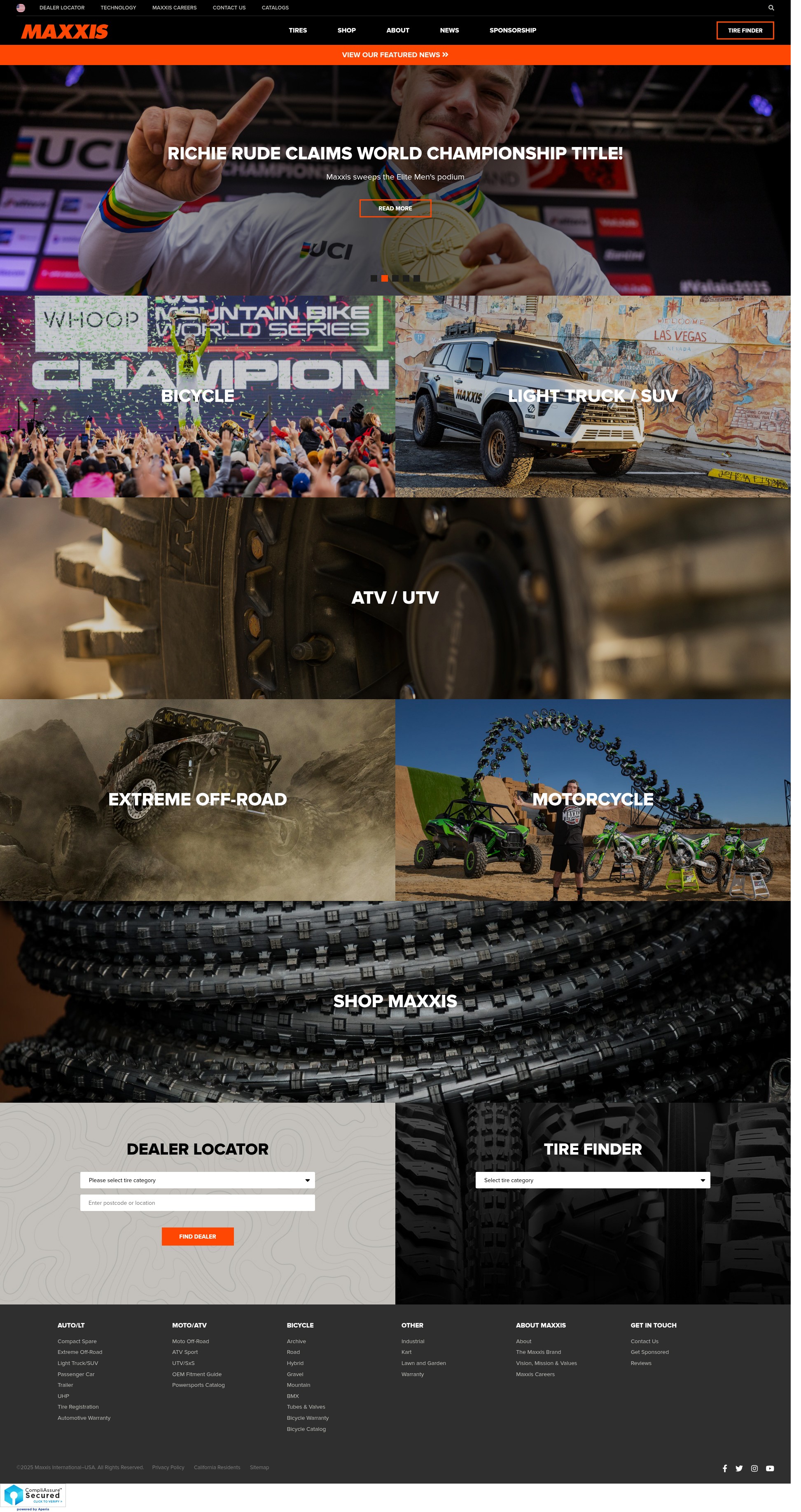 Screenshot of www.maxxis.com