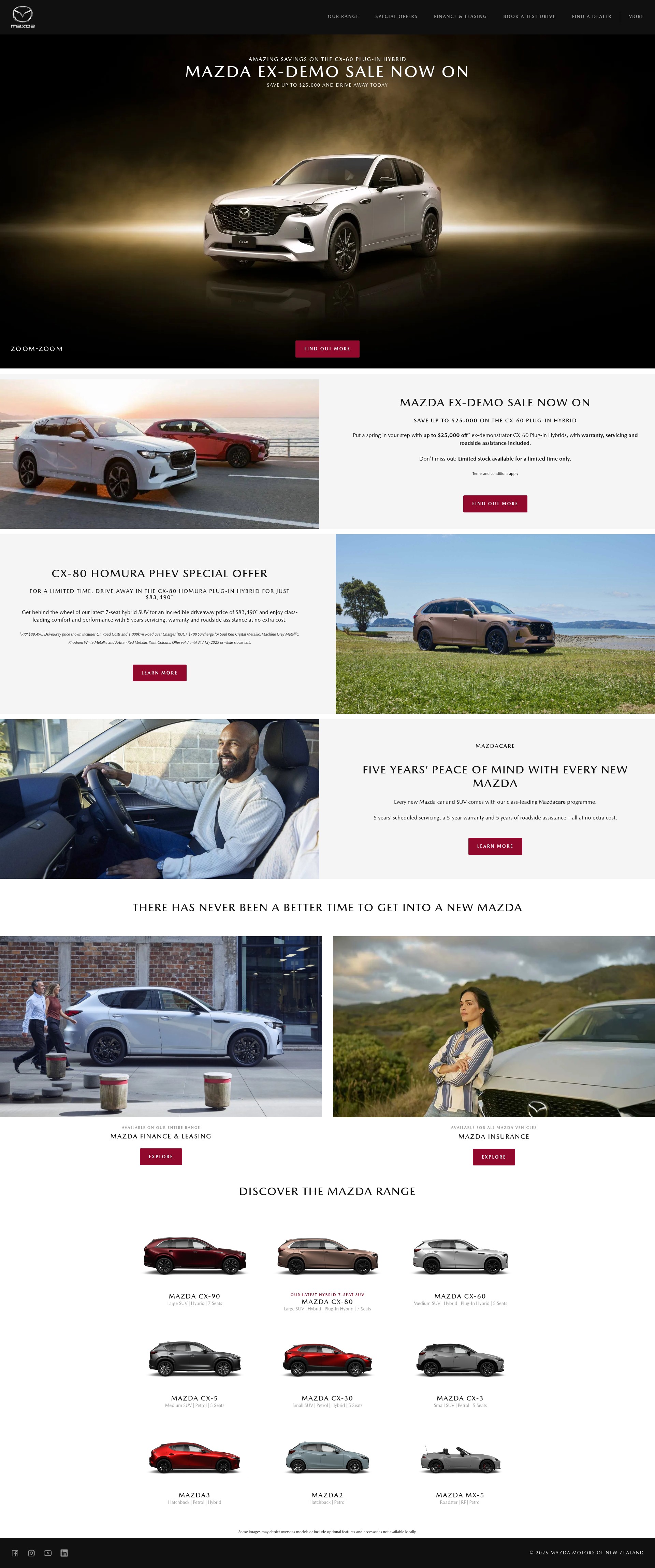 Screenshot of www.mazda.co.nz