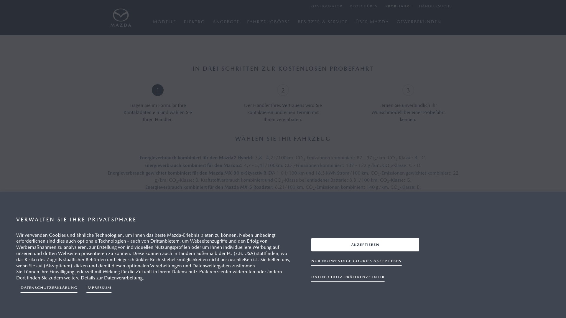 Screenshot of www.mazda.de
