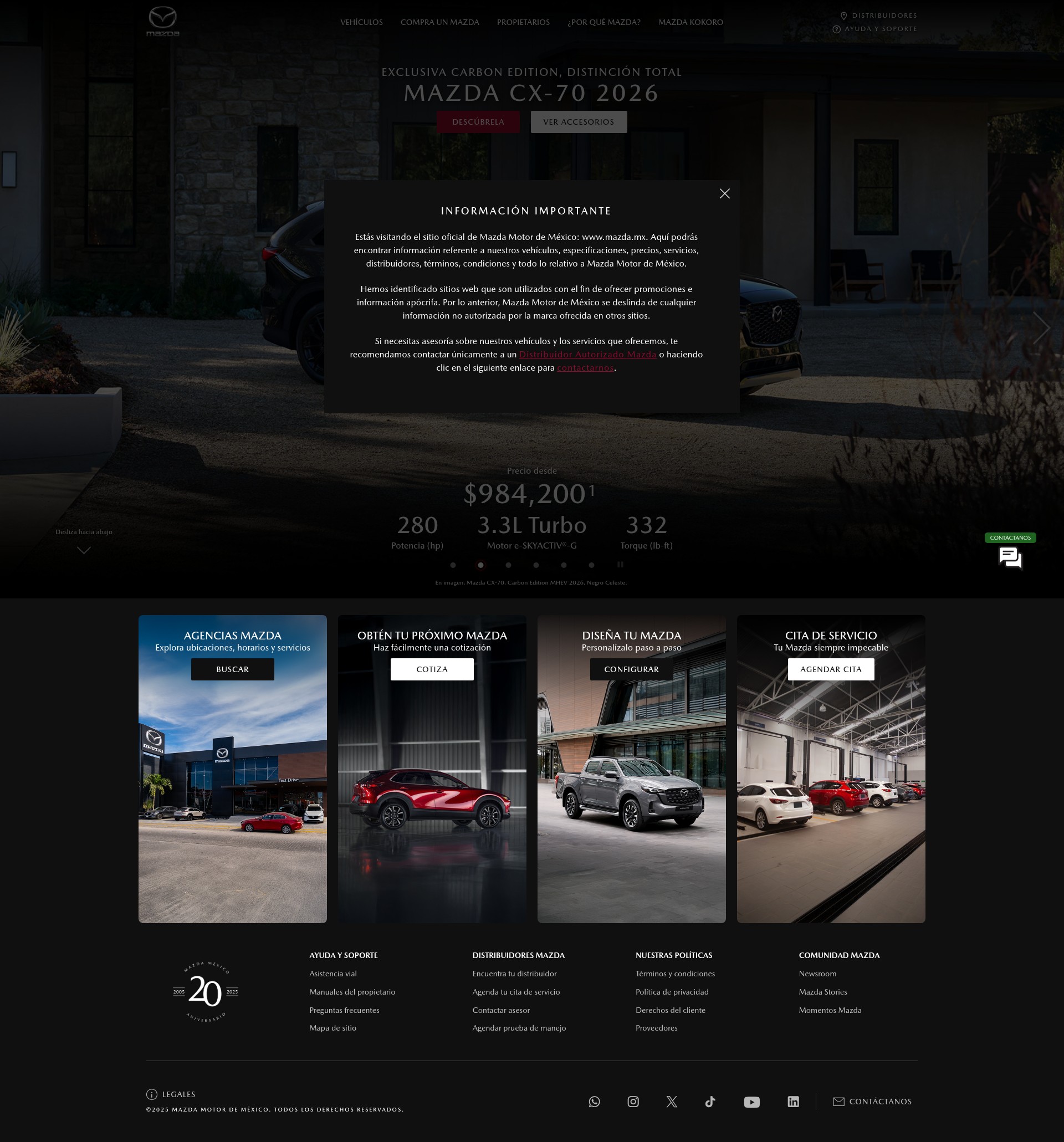 Screenshot of www.mazda.mx