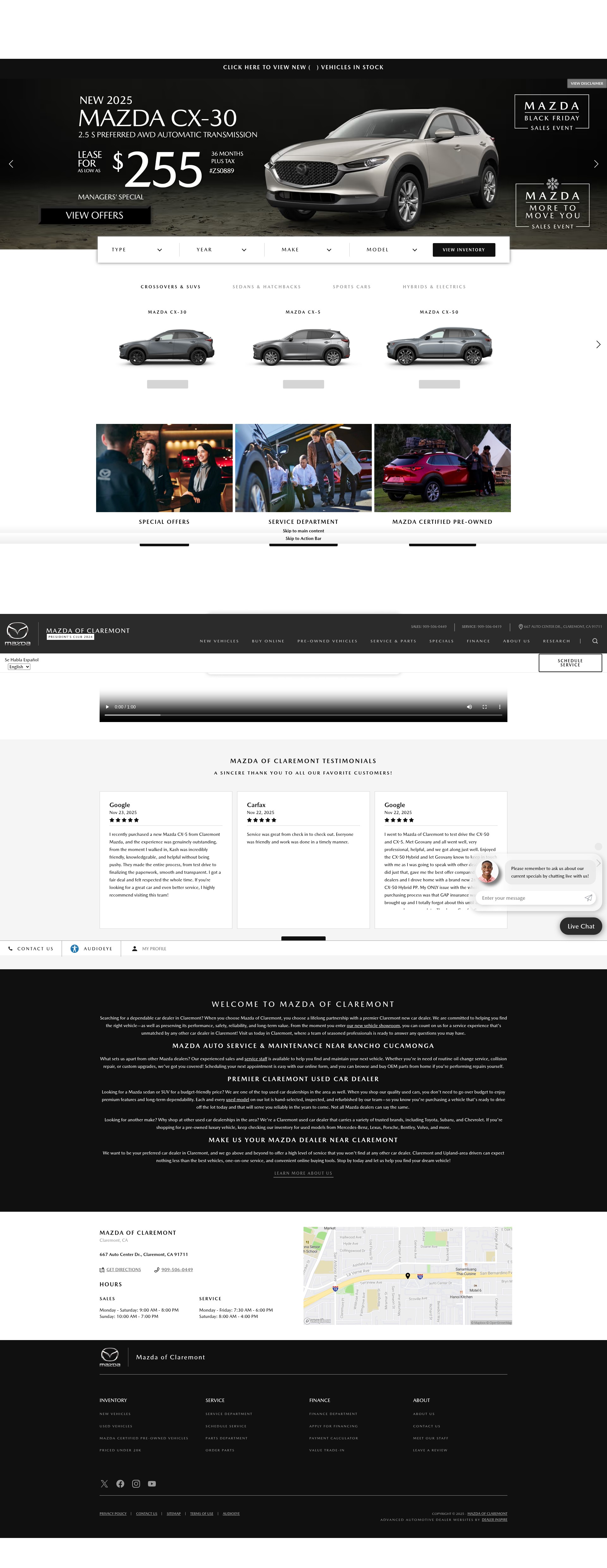 Screenshot of www.mazdaofclaremont.com