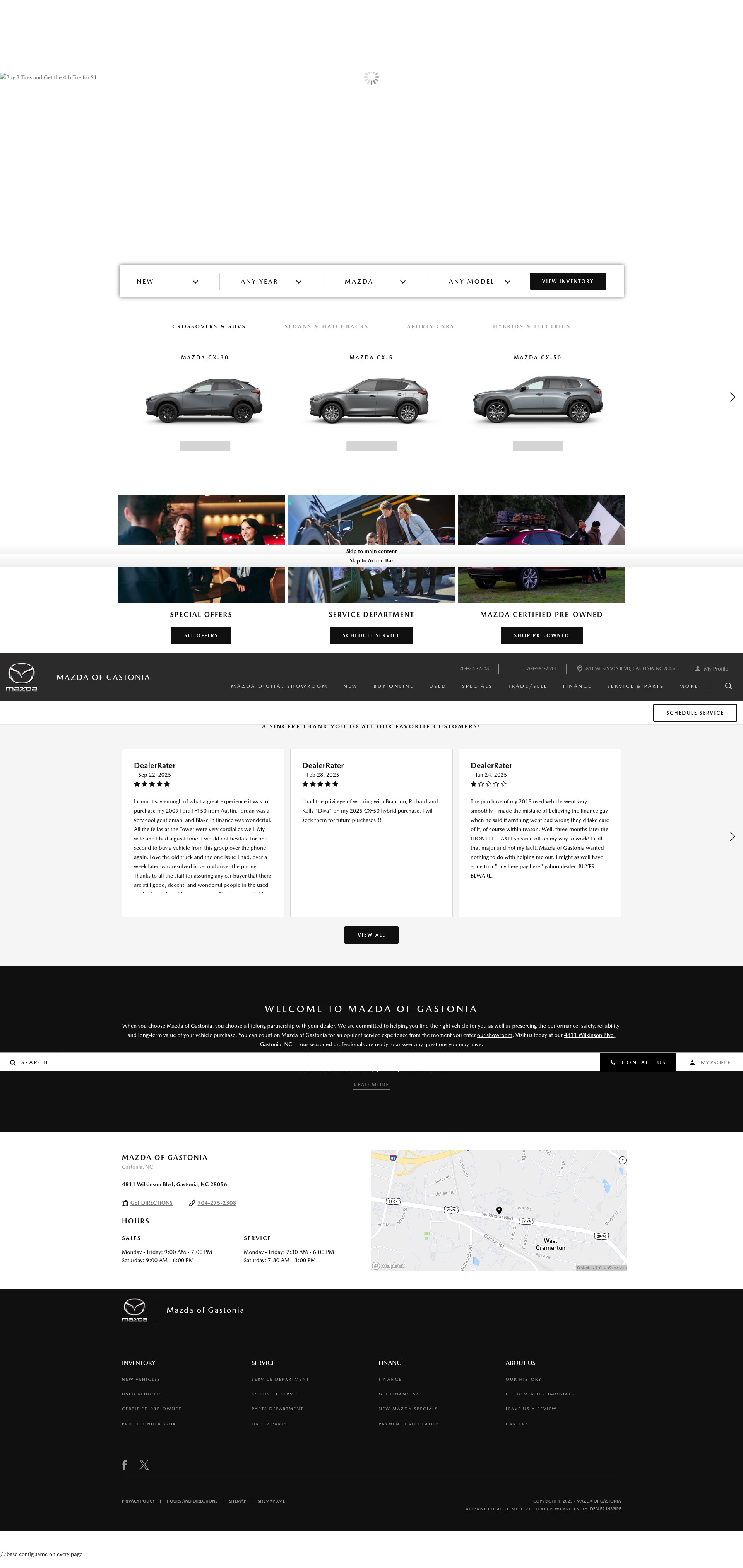 Screenshot of www.mazdaofgastonia.com