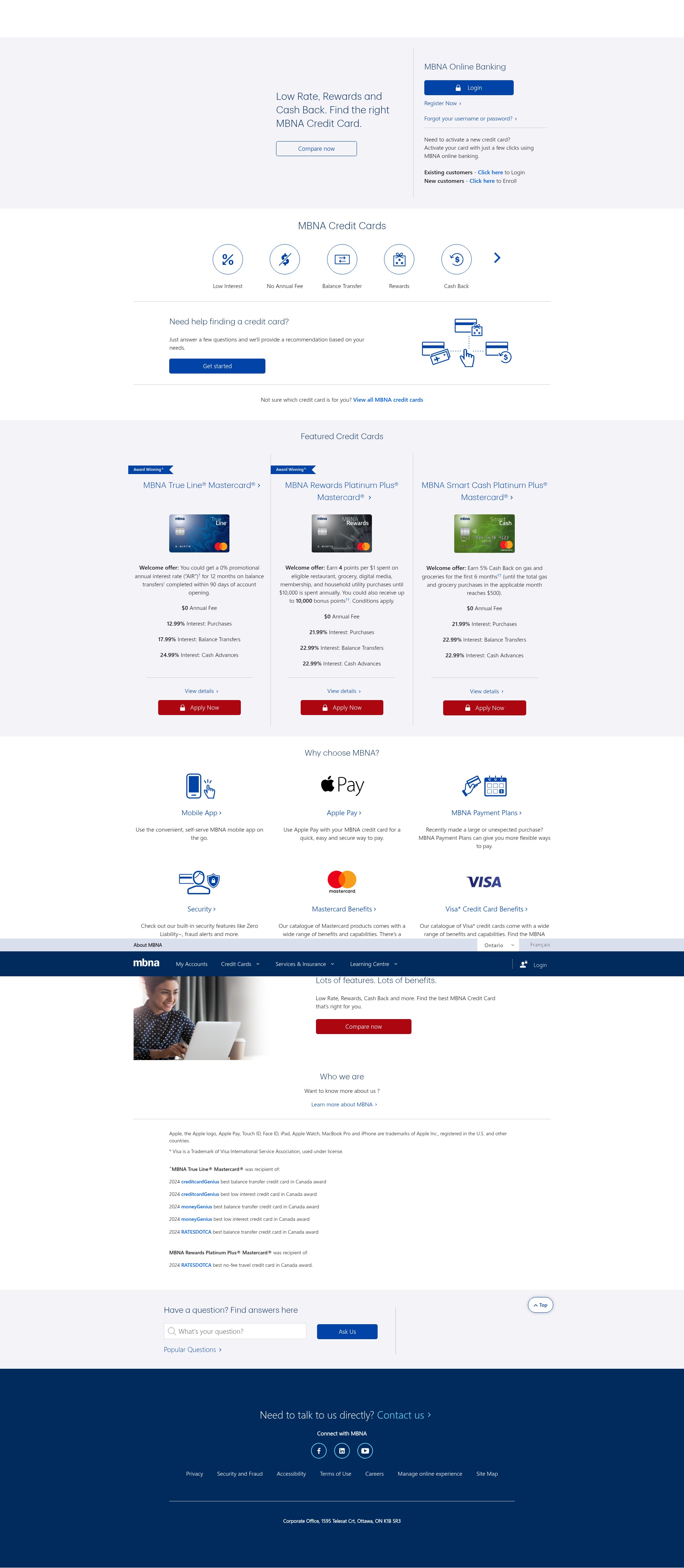 Screenshot of www.mbna.ca
