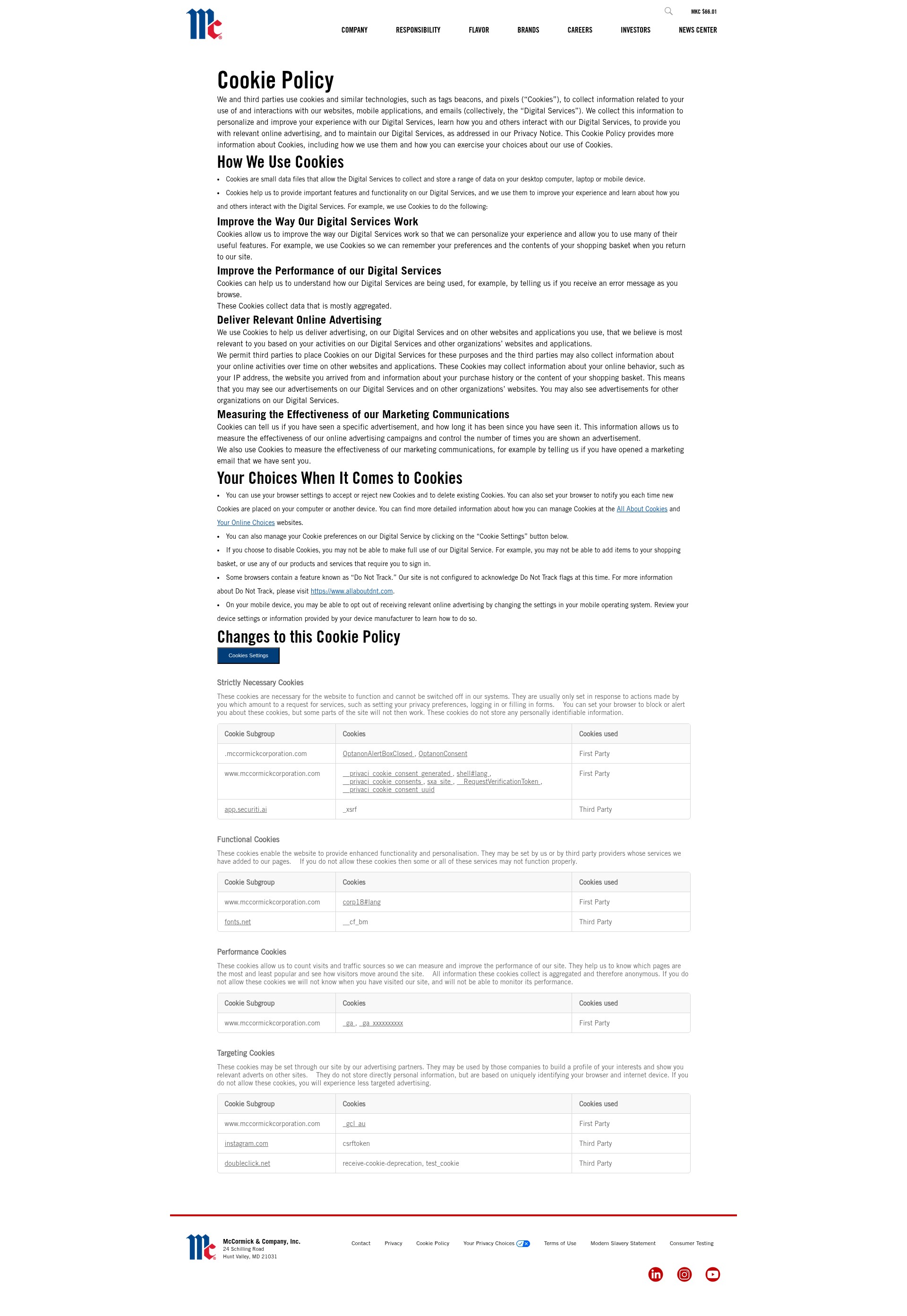 Screenshot of www.mccormickcorporation.com