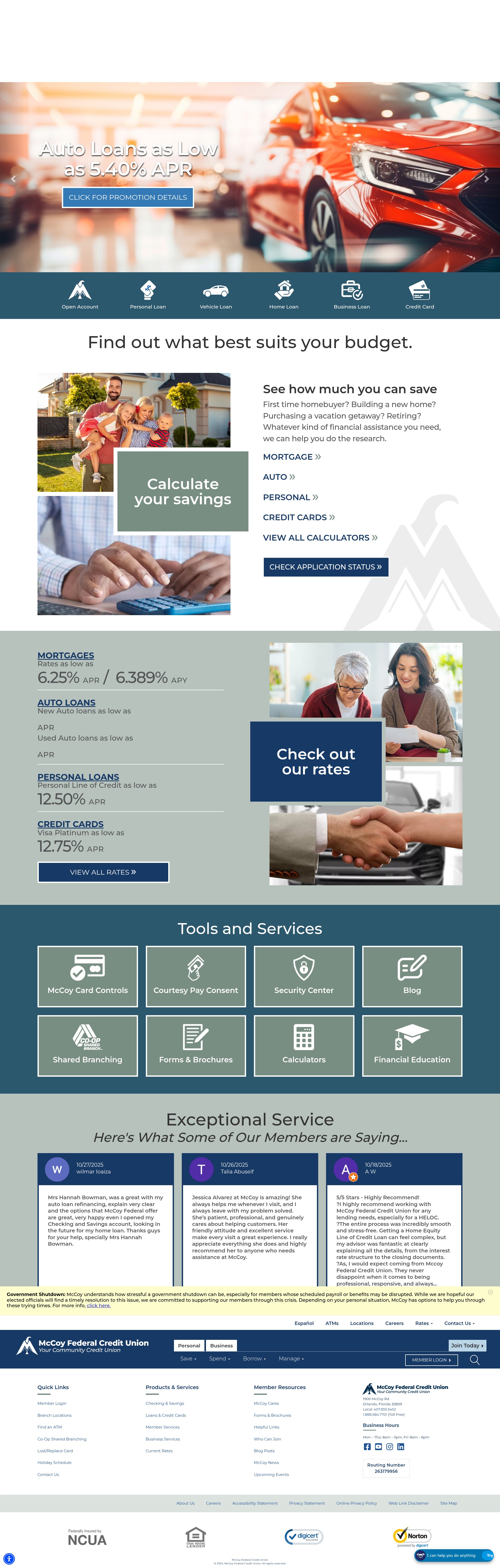 Screenshot of www.mccoyfcu.org