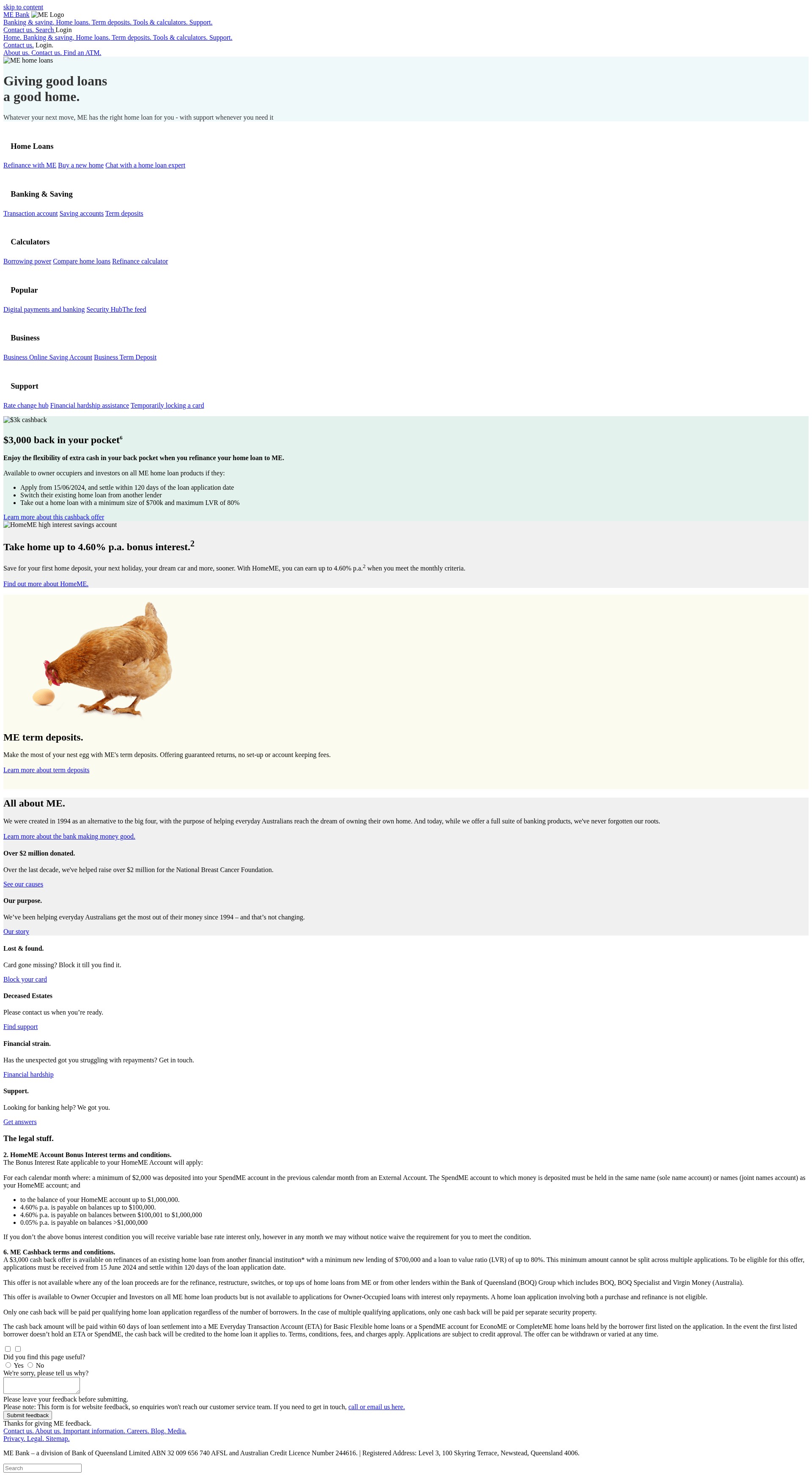 Screenshot of www.mebank.com.au