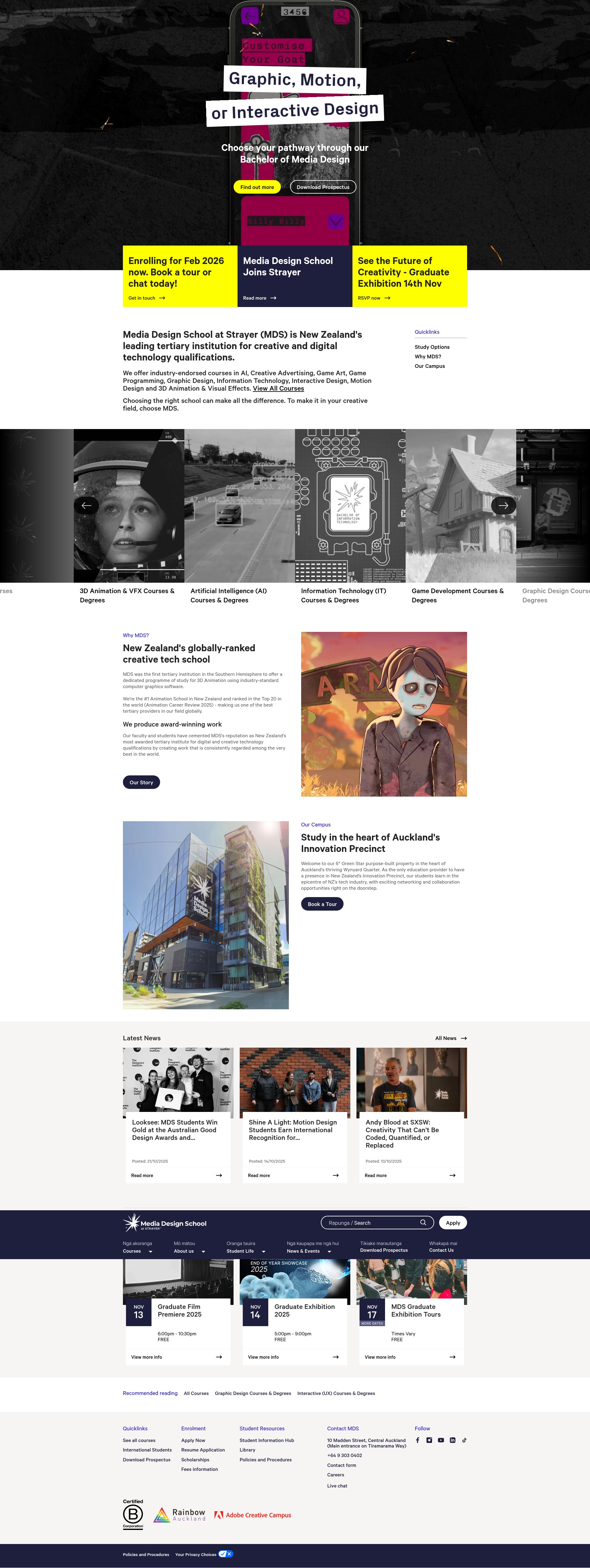 Screenshot of www.mediadesignschool.com