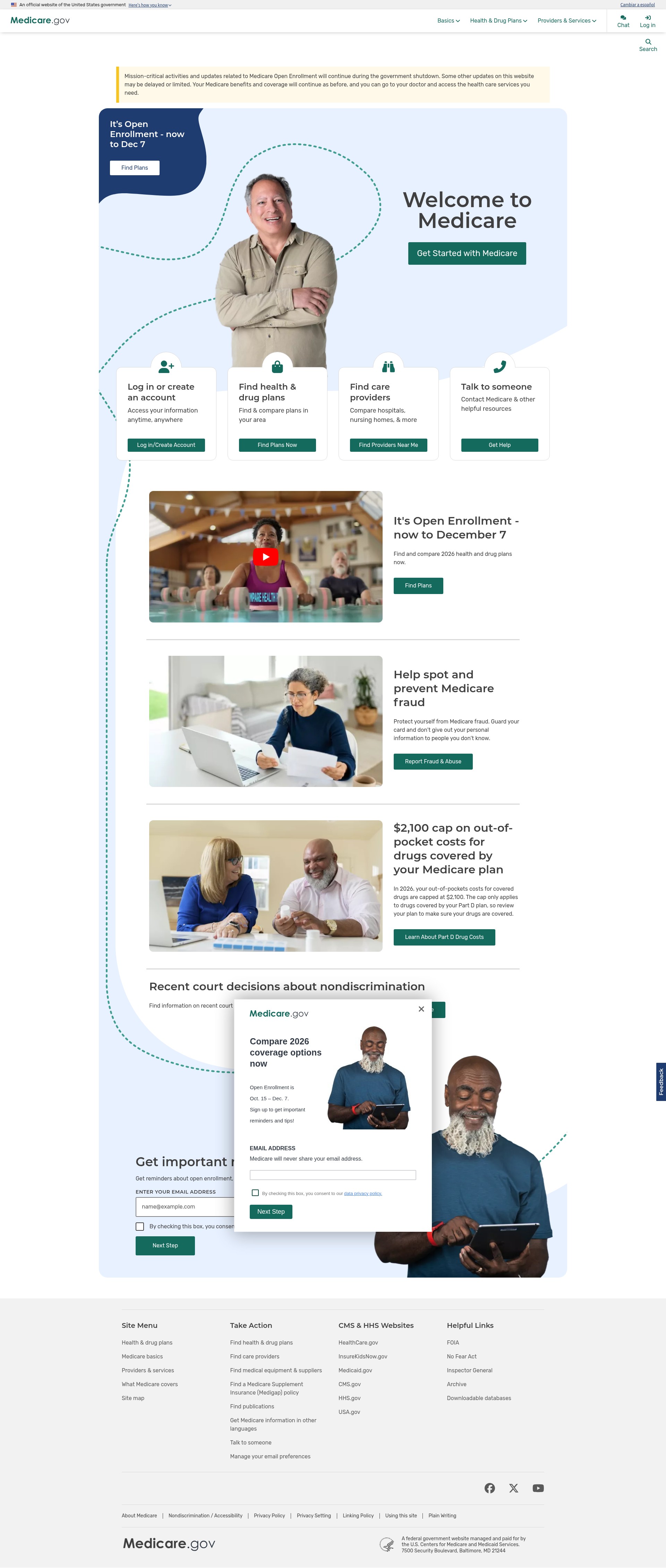 Screenshot of www.medicare.gov