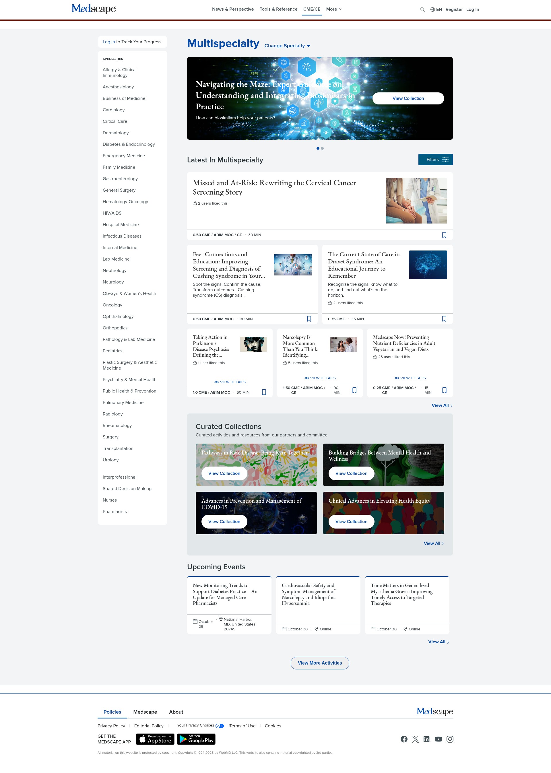 Screenshot of www.medscape.org