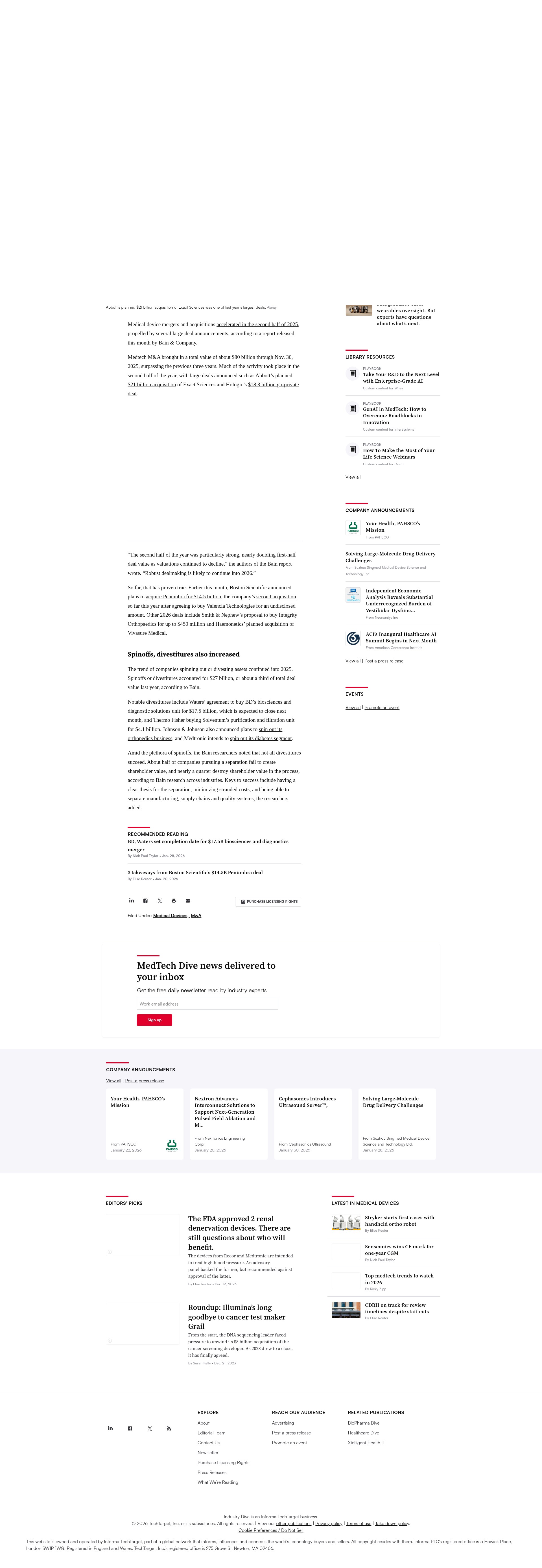 Screenshot of www.medtechdive.com