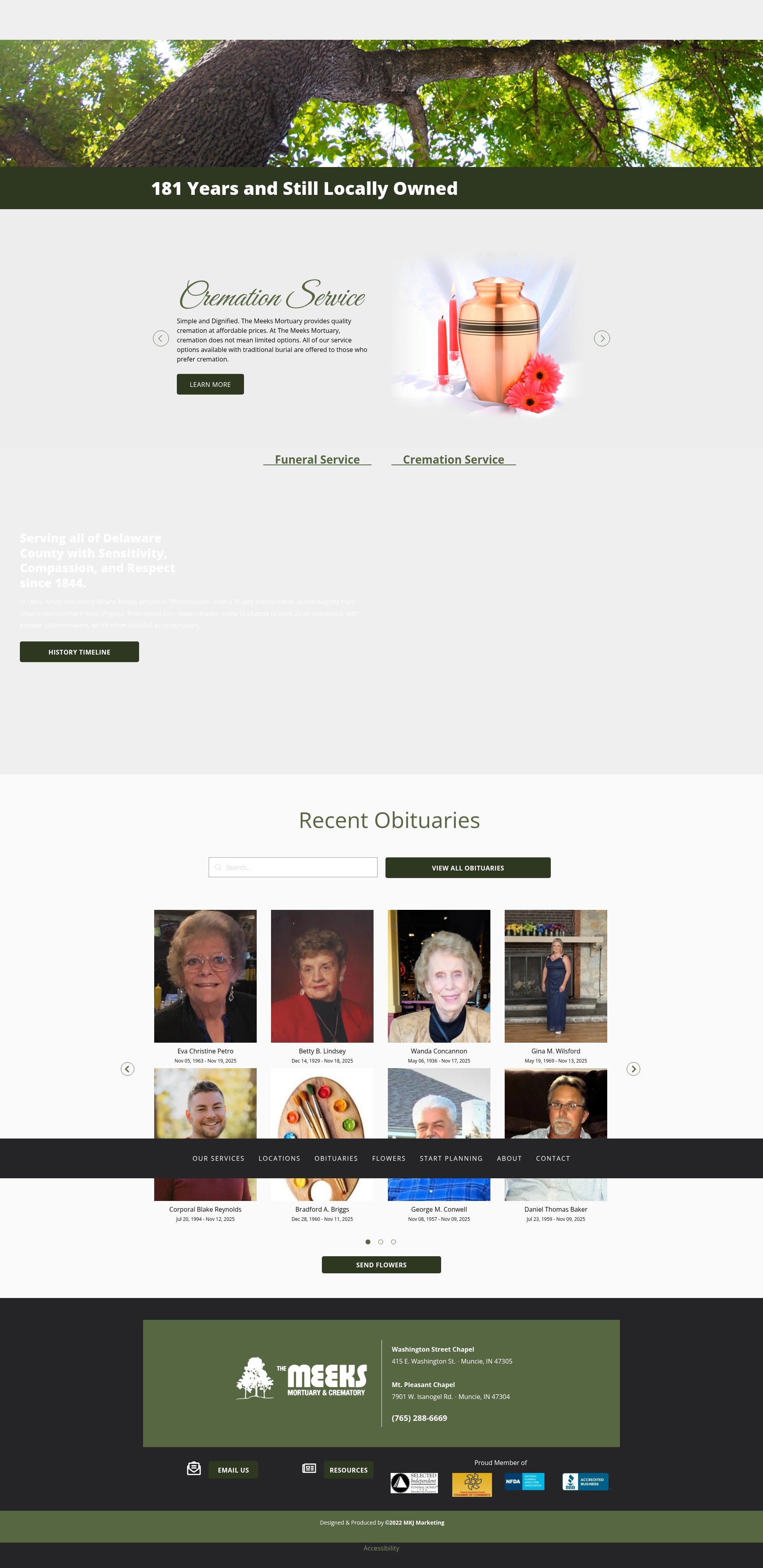 Screenshot of www.meeksmortuary.com