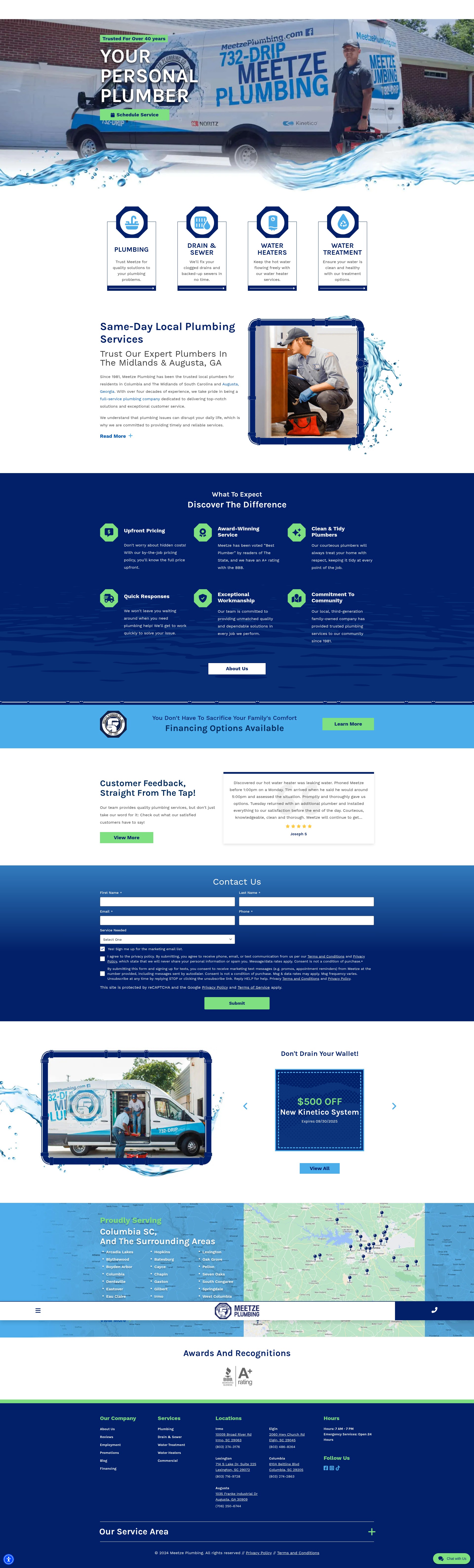 Screenshot of www.meetzeplumbing.com