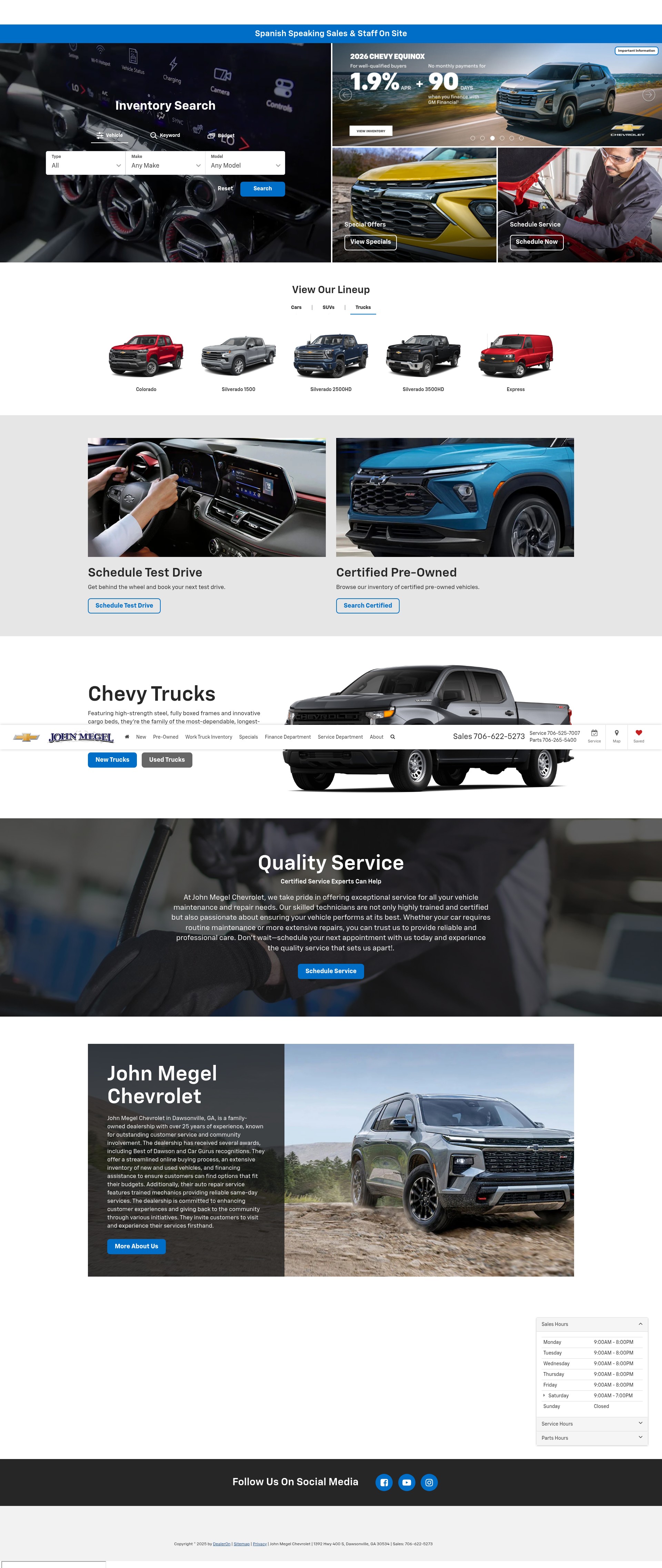 Screenshot of www.megelchevy.com