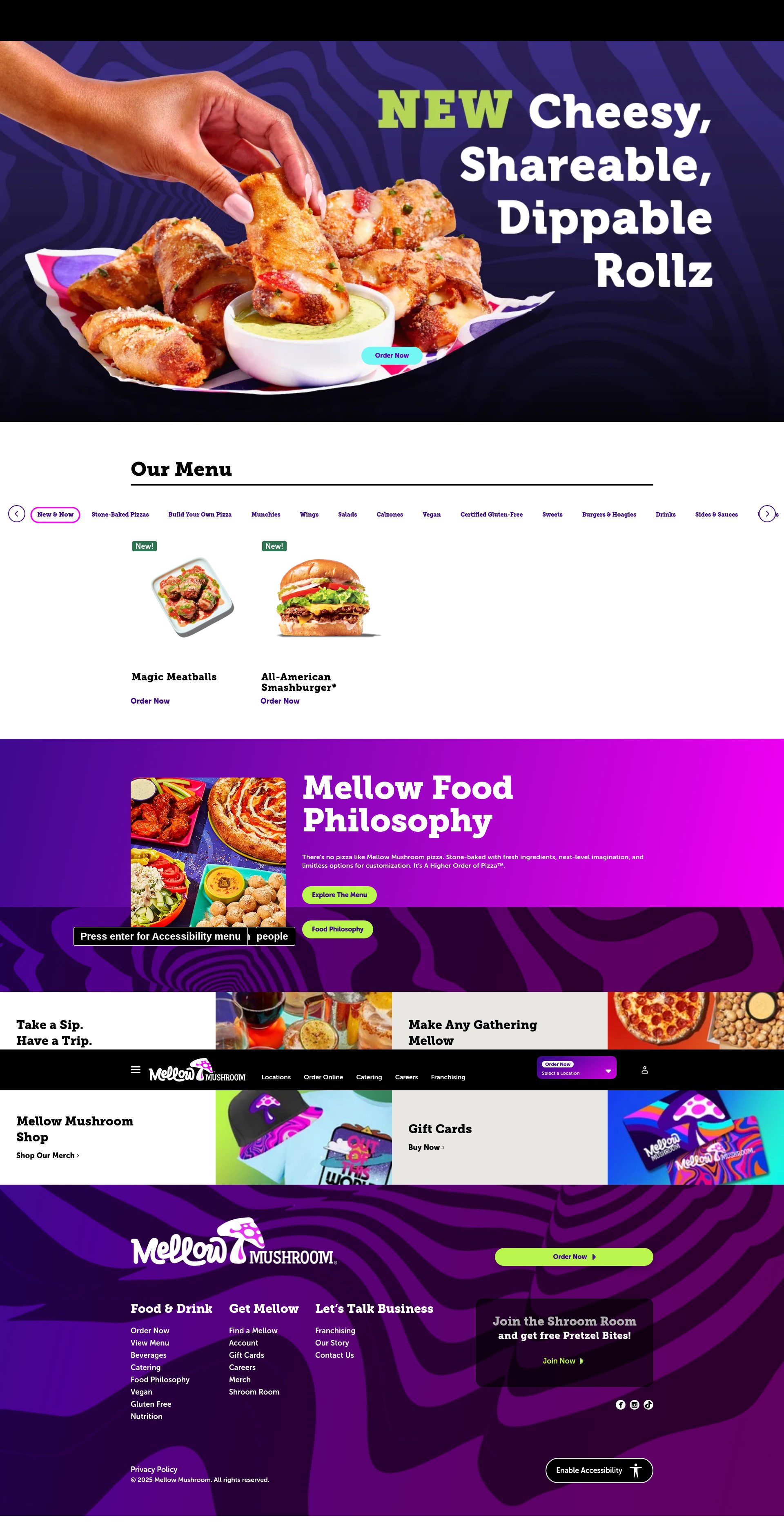 Screenshot of www.mellowmushroom.com