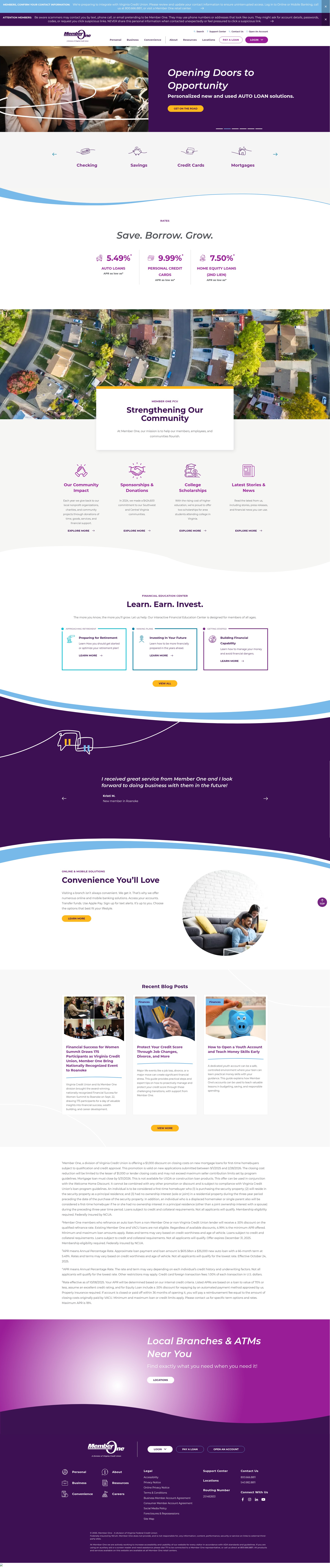 Screenshot of www.memberonefcu.com