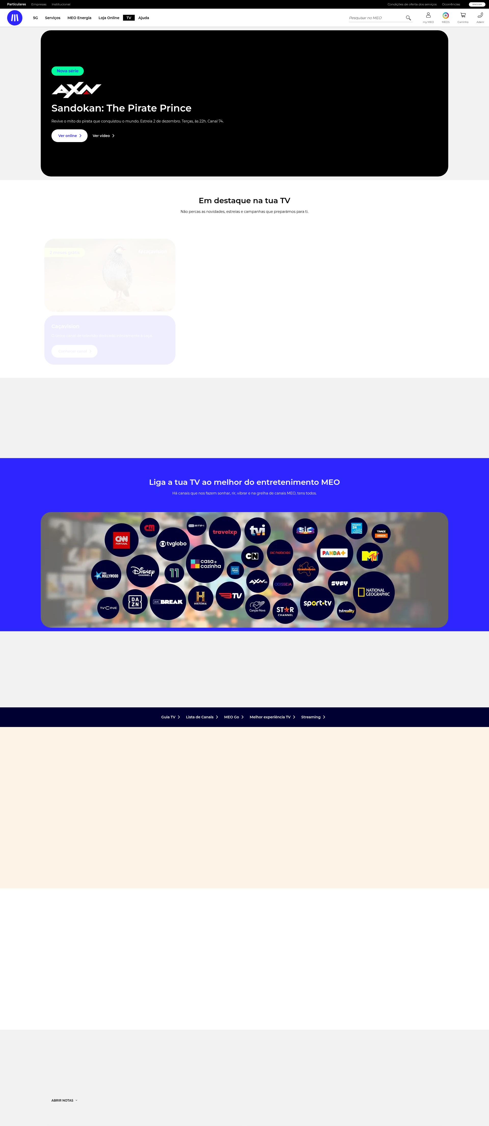 Screenshot of www.meo.pt