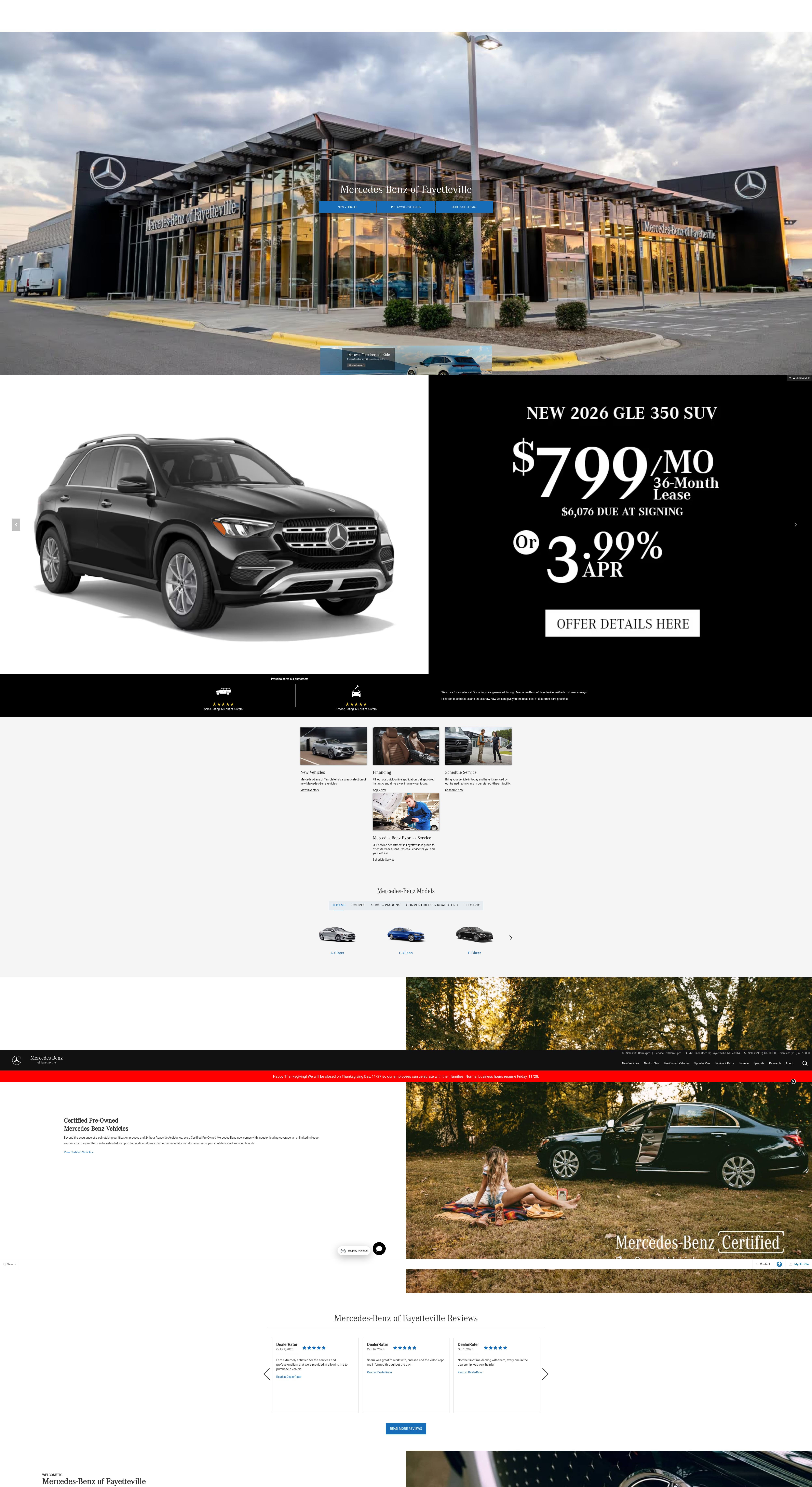 Screenshot of www.mercedesbenzoffayetteville.com