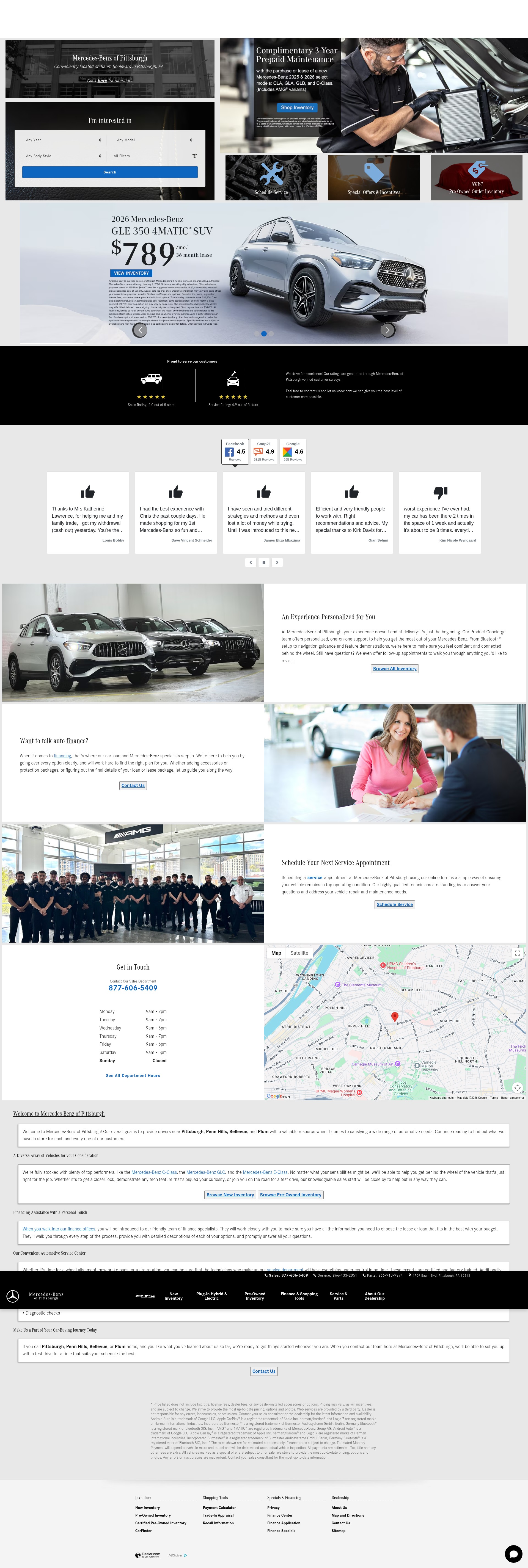 Screenshot of www.mercedesbenzofpittsburgh.com