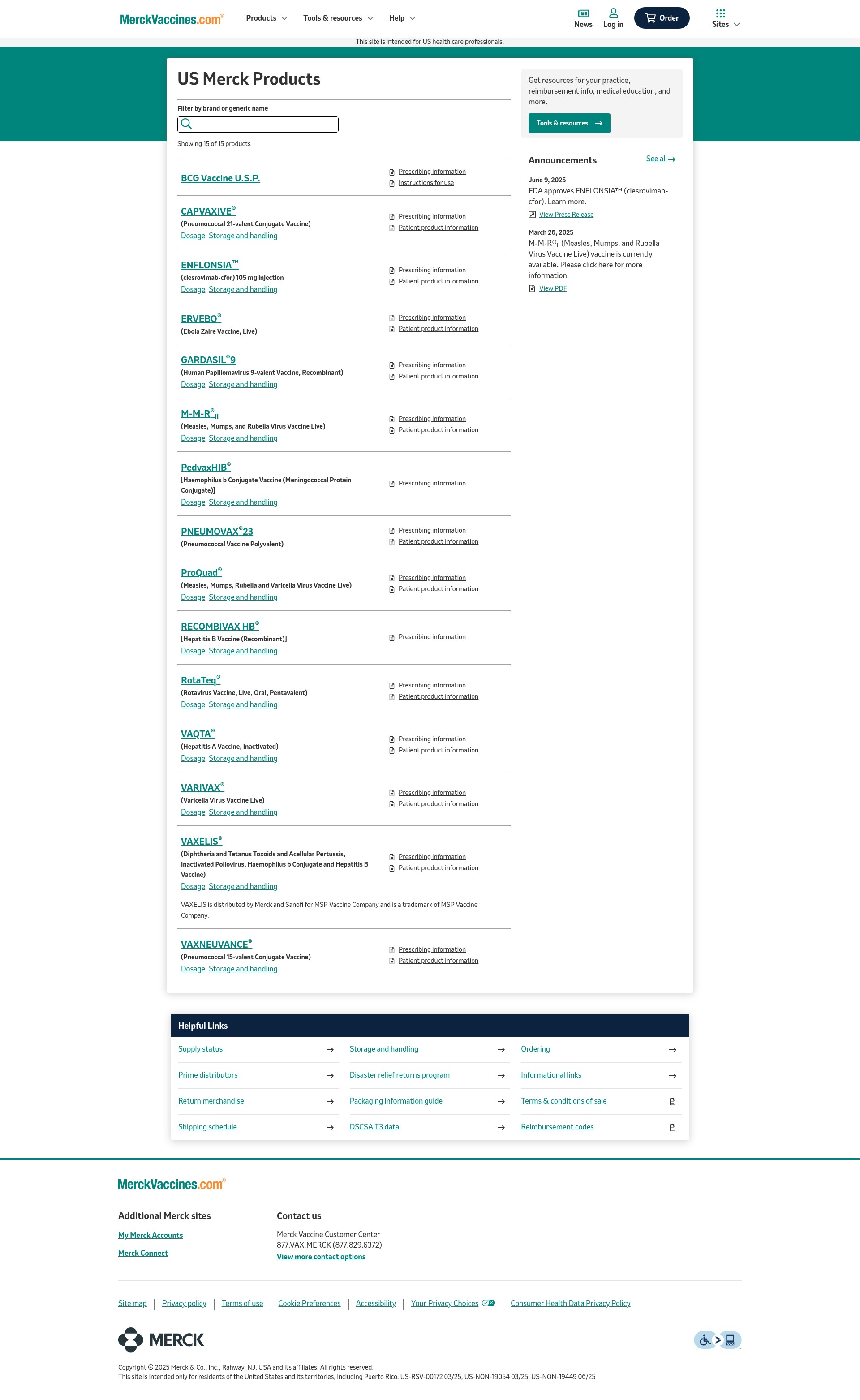 Screenshot of www.merckvaccines.com