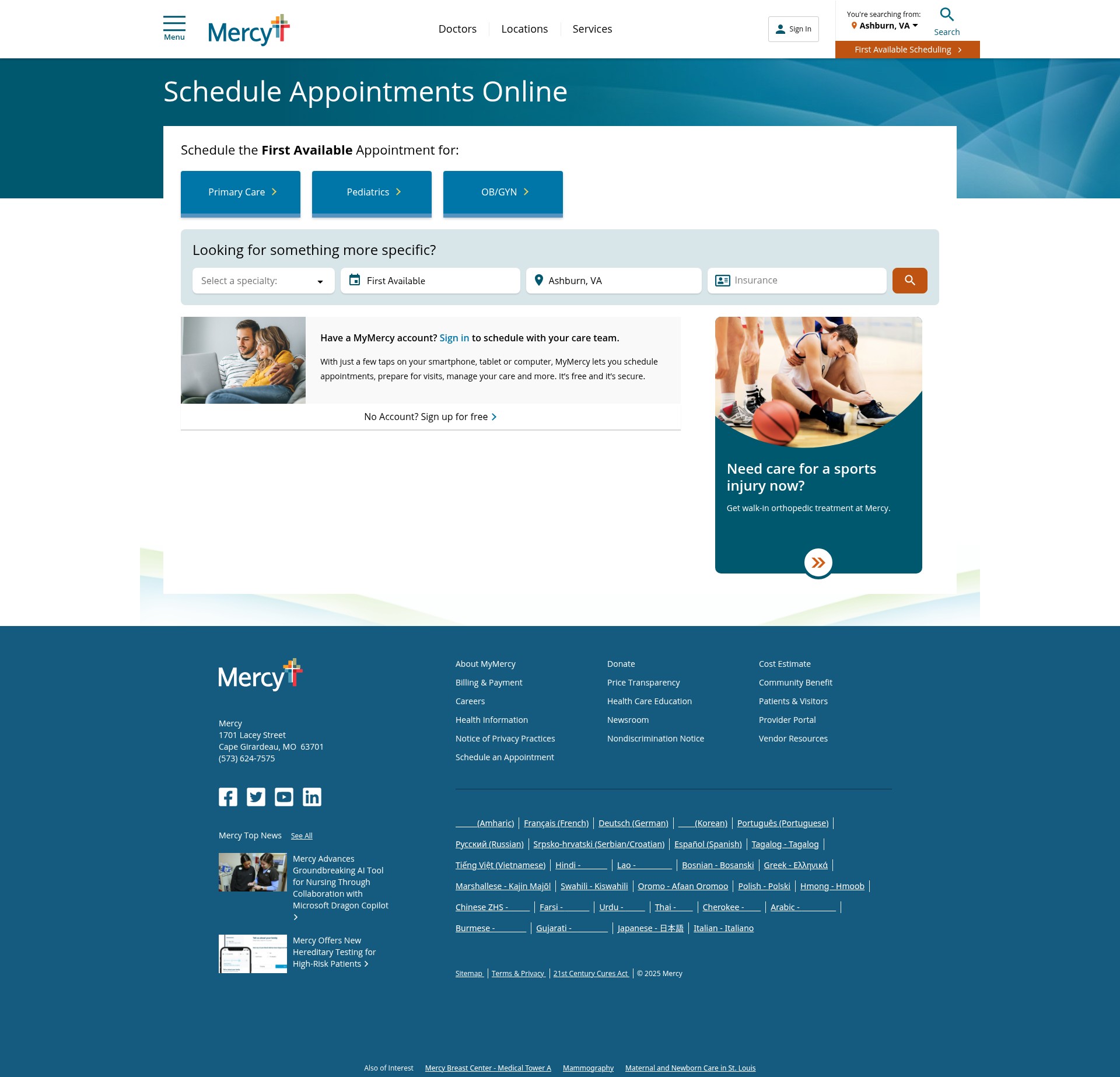 Screenshot of www.mercy.net