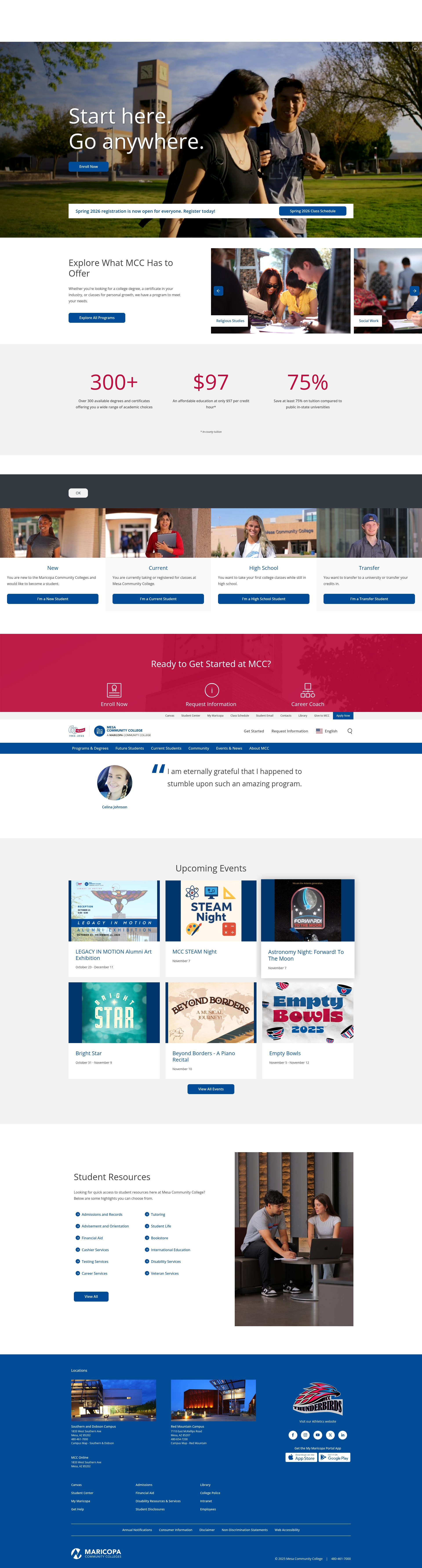 Screenshot of www.mesacc.edu
